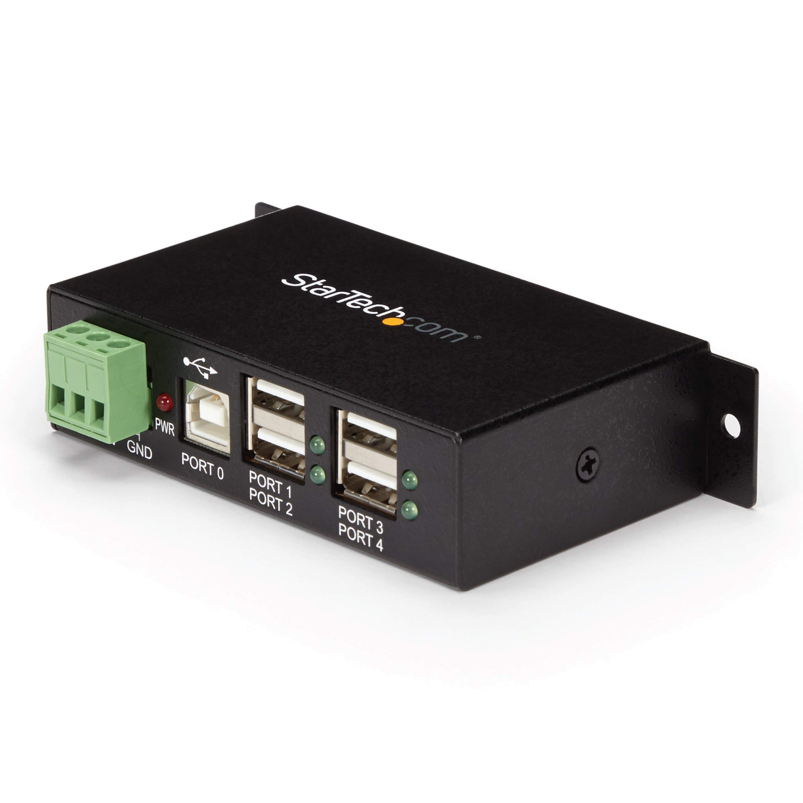 Industrial 4-Port USB 2.0 Hub - Wall/Din Rail Mount - TAA Compliant for Office & Workshop