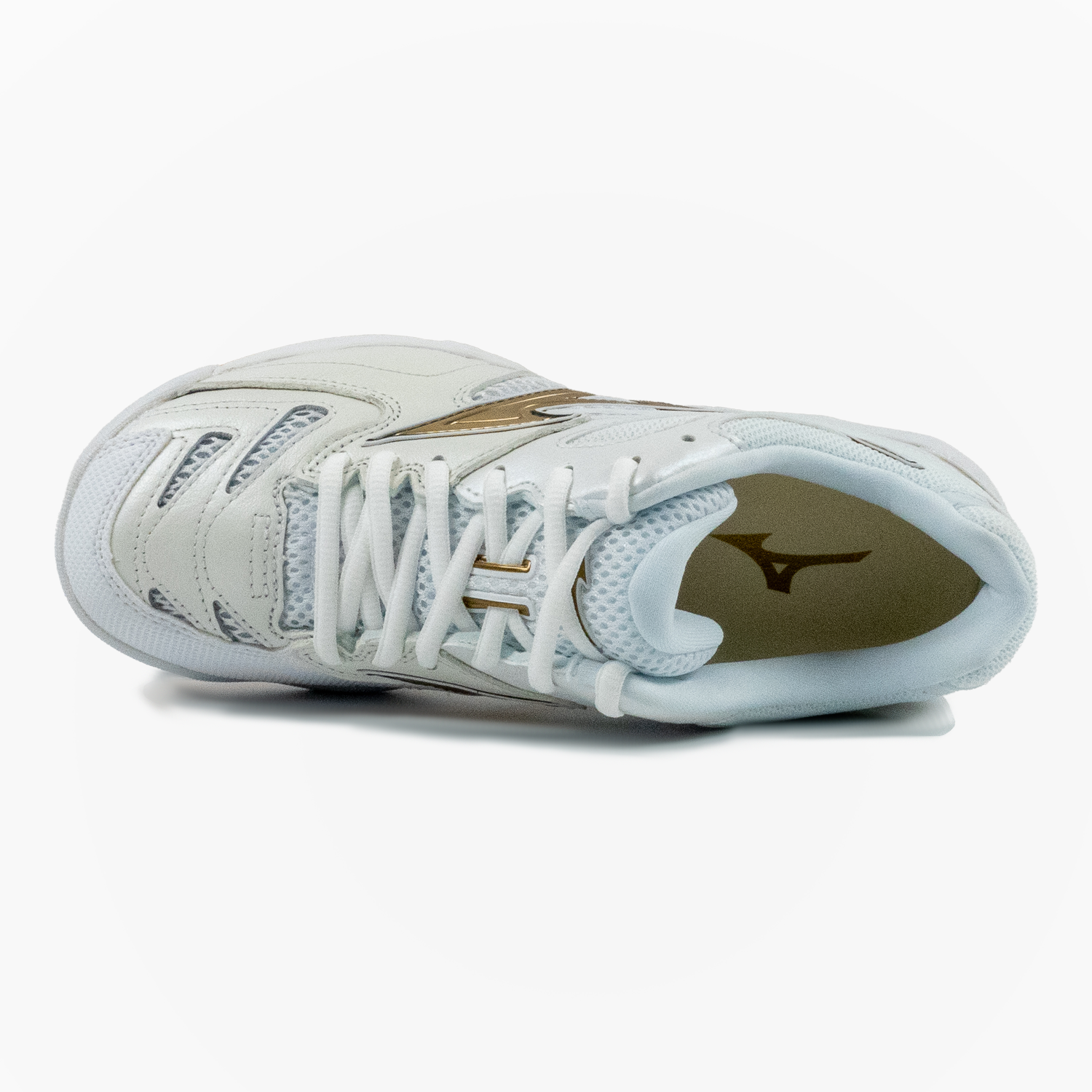 Mizuno Wave Fang Pro Volleyball Shoes - White/Gold - High Performance Indoor Court Shoes for Men & Women - Perfect for Competitive Matches & Training
