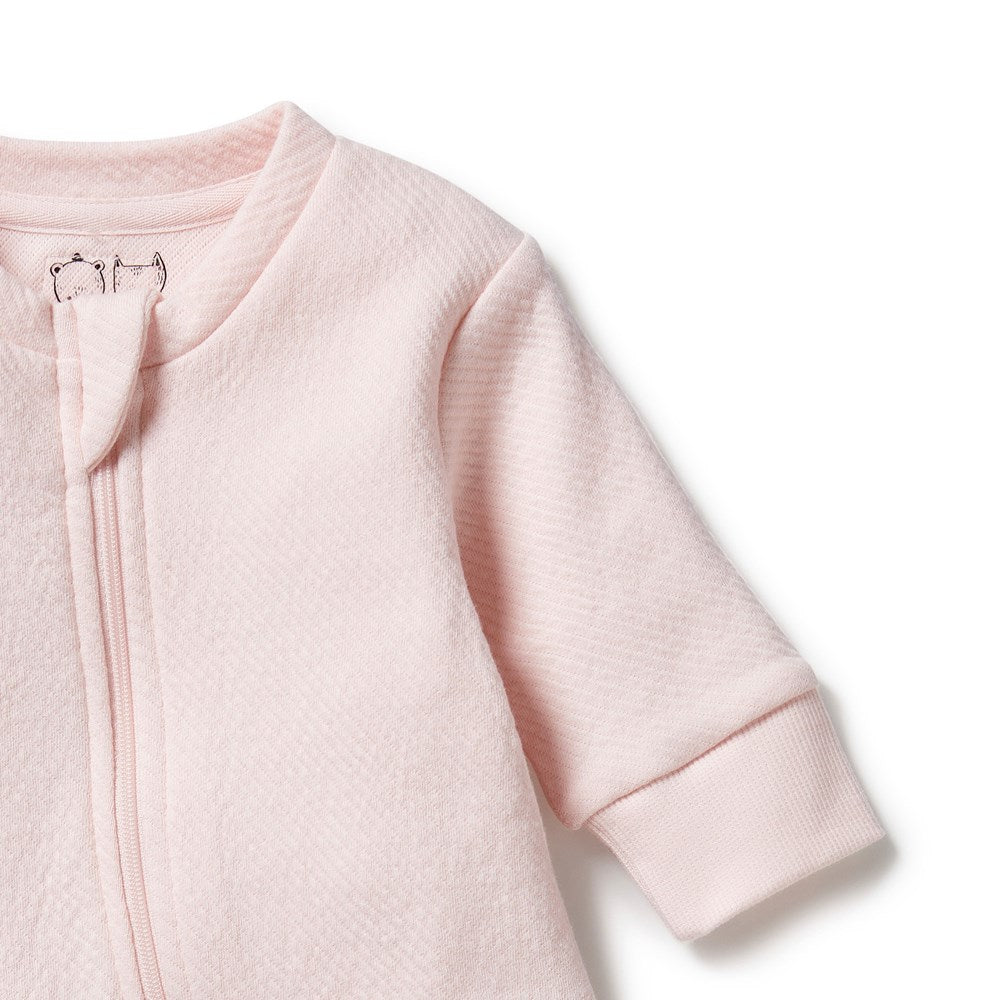 Organic Pink Quilted Baby Growsuit - Soft Cotton Infant Romper for Newborns & Toddlers | Perfect for Playtime, Sleepwear & Photo Shoots