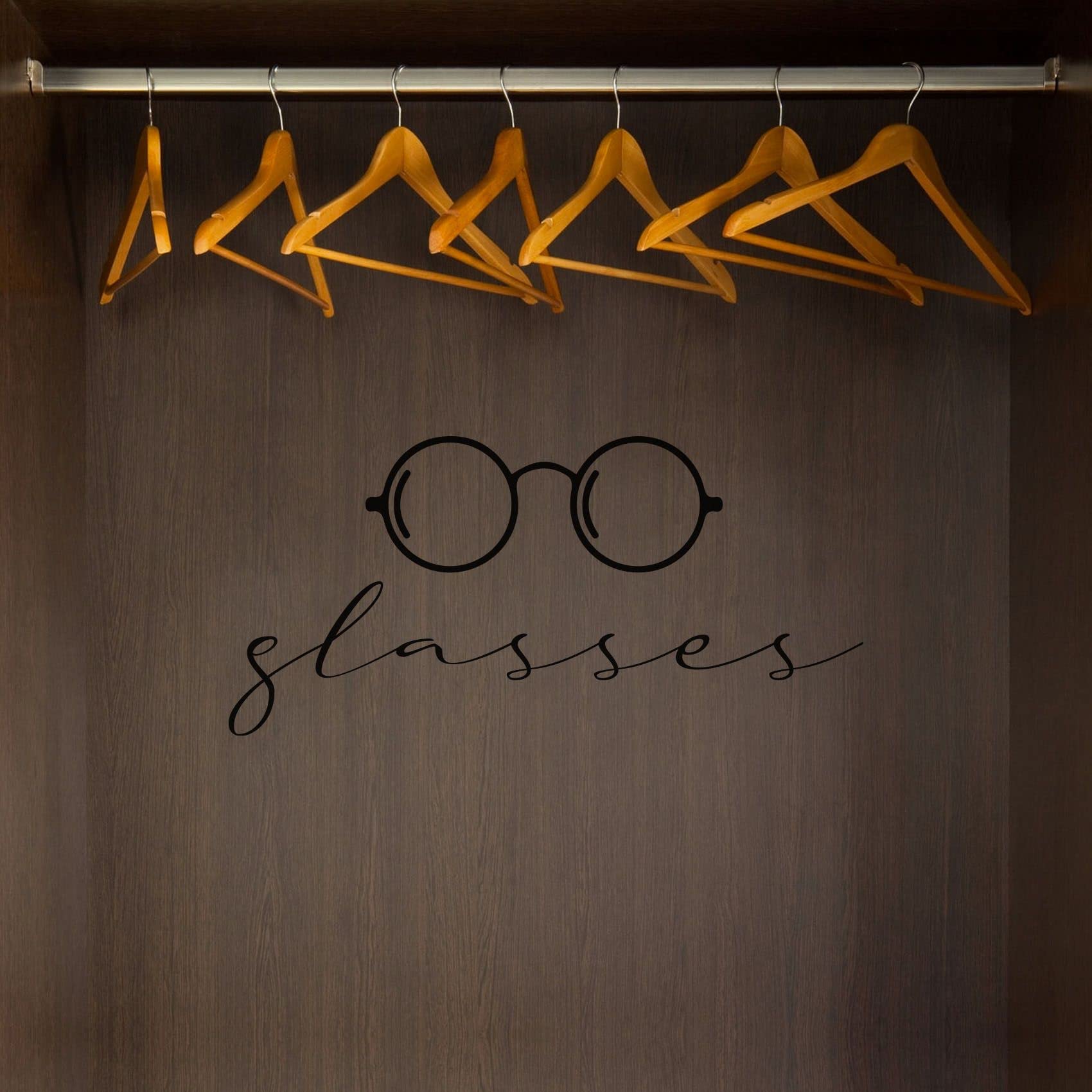 Vinyl Wall Decal Sticker - 4x10 Inch Closet Glasses Organizer Label for Shoe Storage, Wardrobe & Dressing Room | Home Decor & Cabinet Organization Solution | Perfect for Bedroom, Walk-in Closet & Entryway Organization