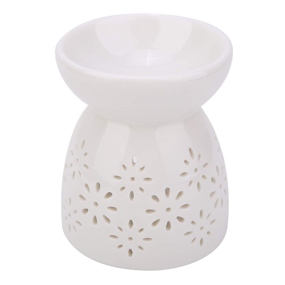 Ceramic Tealight Candle Holder - Aromatherapy Wax Warmer & Essential Oil Diffuser for Home Relaxation, Spa, Yoga, and Meditation (Floral Design)
