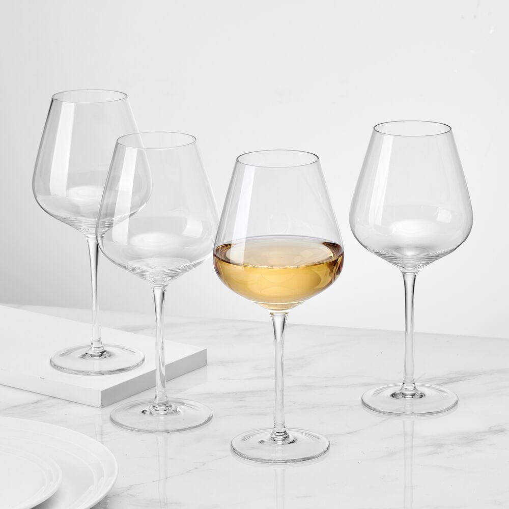 Premium Samantha Set of 4 Crystal Clear White Wine Glasses - Elegant Stemware for Chardonnay, Sauvignon Blanc & Riesling - Perfect for Dinner Parties, Weddings & Romantic Date Nights