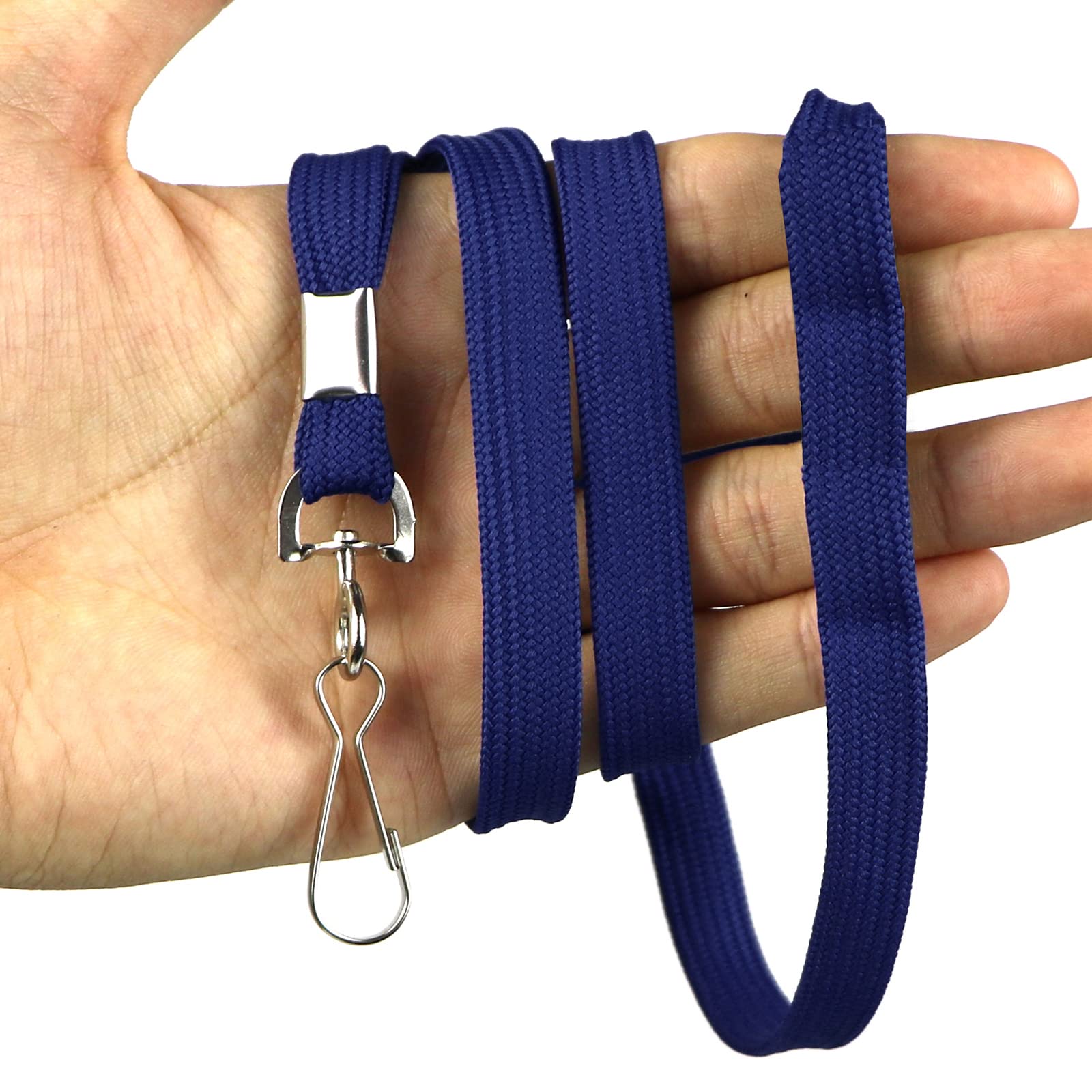 Navy Blue Lanyards 100 Pack with Swivel Hooks for ID Badges - Office & Events