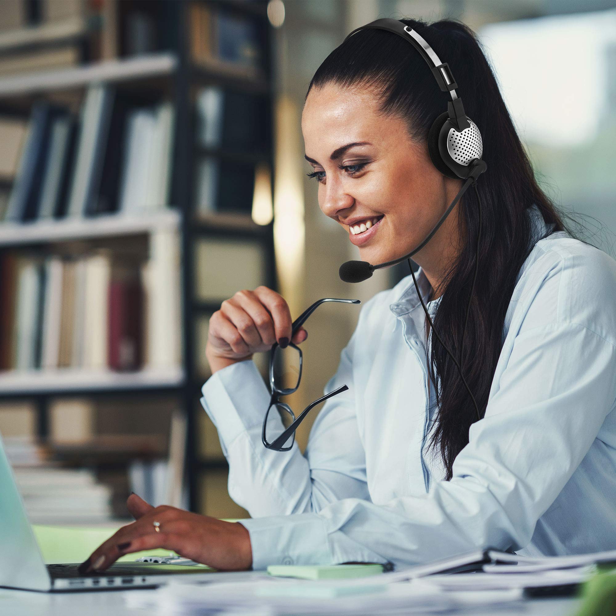 Andrea NC-181VM USB Monaural On-Ear Headset with Noise Cancelling - Single Ear Office Headphone for Call Centers, Customer Service & Remote Work (Model C1-1022300-50)