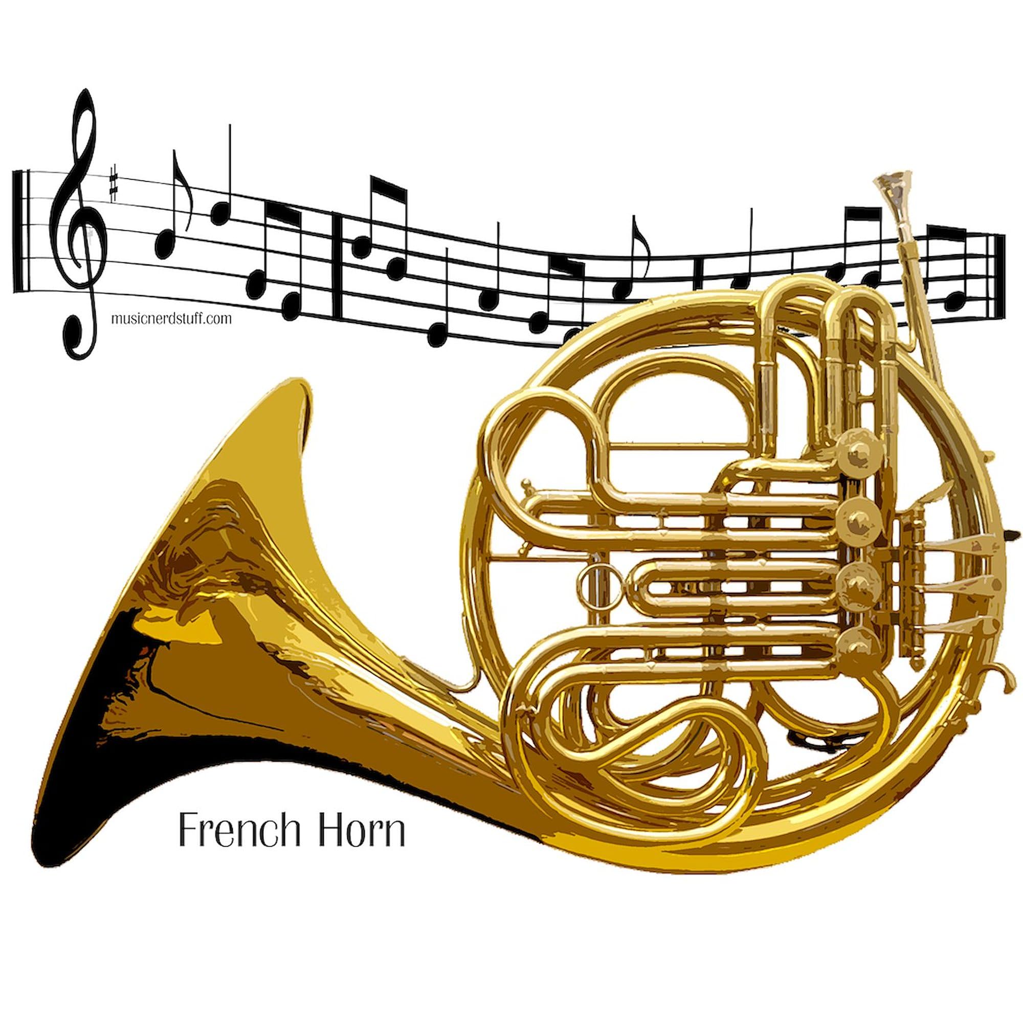 French Horn Music Tote Bag - Natural Canvas Reusable Shopping Bag for Musicians, Students & Grocery Shopping | Eco-Friendly Gift for Music Lovers