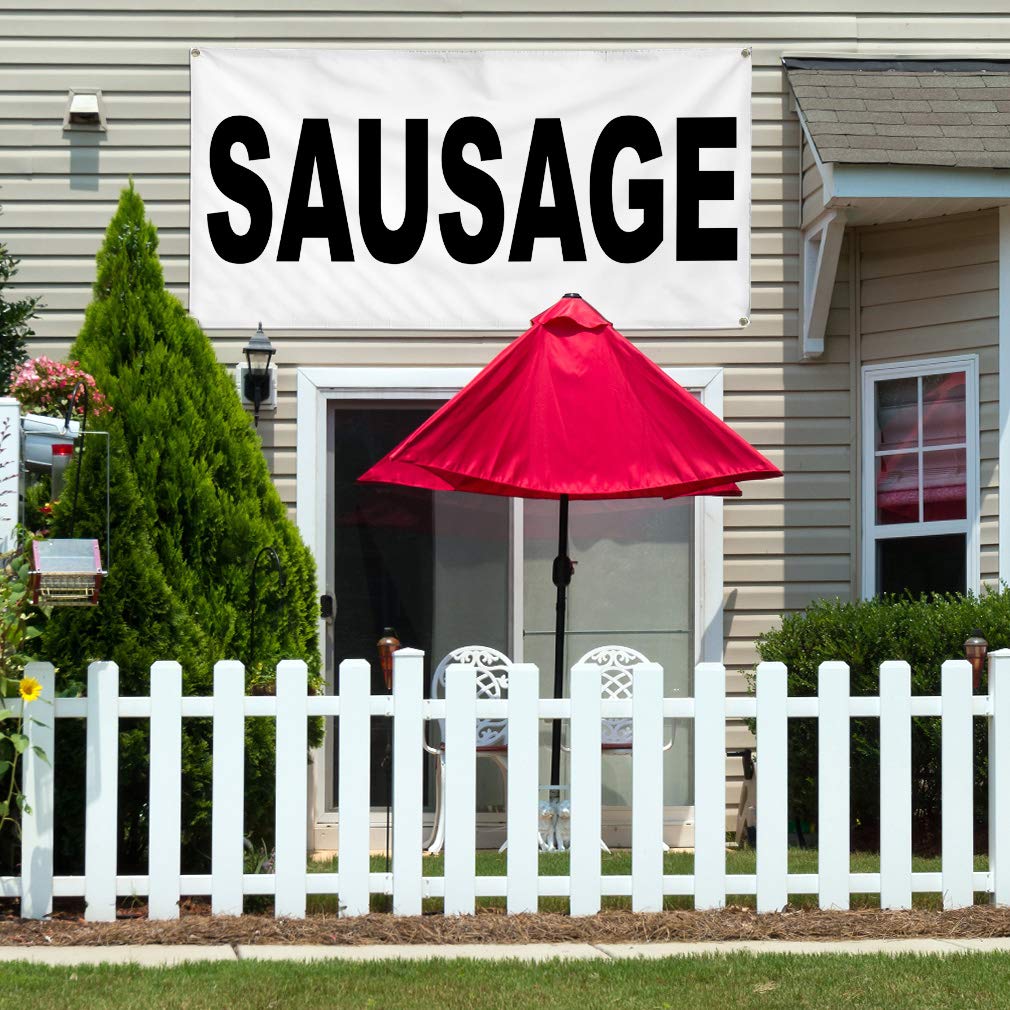 Durable Vinyl Banner - 16x40 Inches with 4 Grommets | Weatherproof Outdoor Sign for Restaurants, Food Trucks & Industrial Use | Multiple Sizes Available - Perfect for Sausage Stands, Bars & Yard Advertising