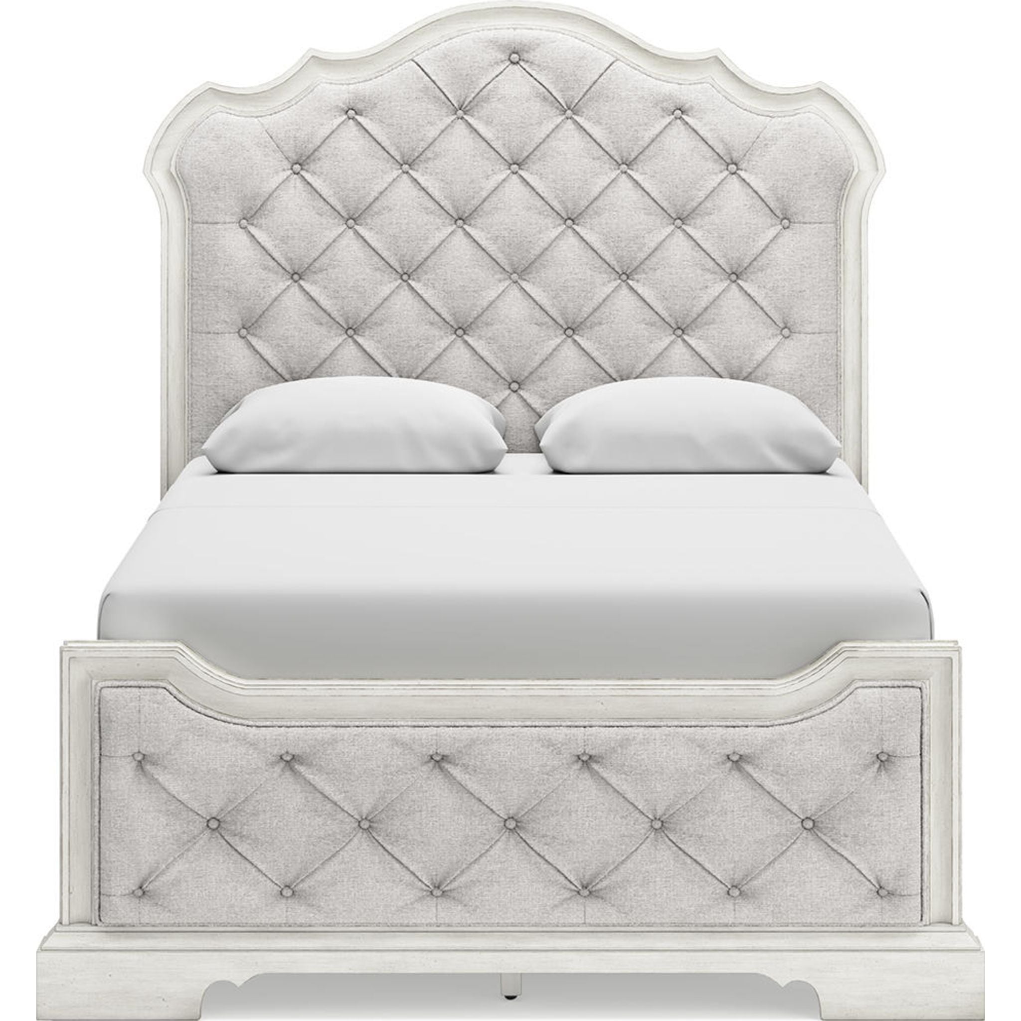 Arlendyne Upholstered Queen Bed Frame with Button Tufted Headboard - Antique White Finish for Luxurious Bedroom Decor | Perfect for Master Bedrooms, Guest Rooms & Modern Apartments