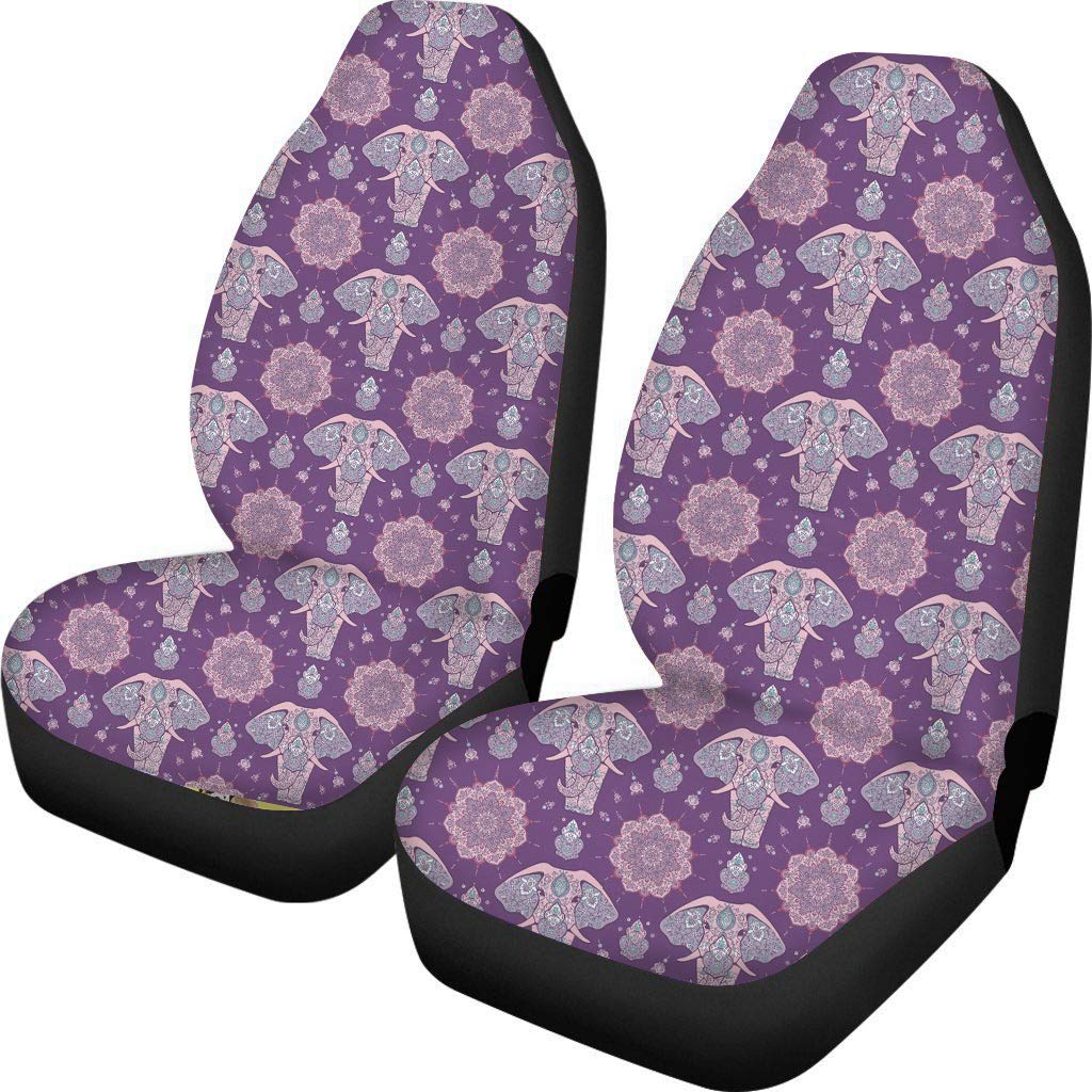 Cooling Car Seat Cover with Cute Elephant Flower Print - Breathable & Comfortable for Auto, Truck, SUV - Women's Seat Protector in Purple (Perfect for Summer Driving & Long Road Trips)