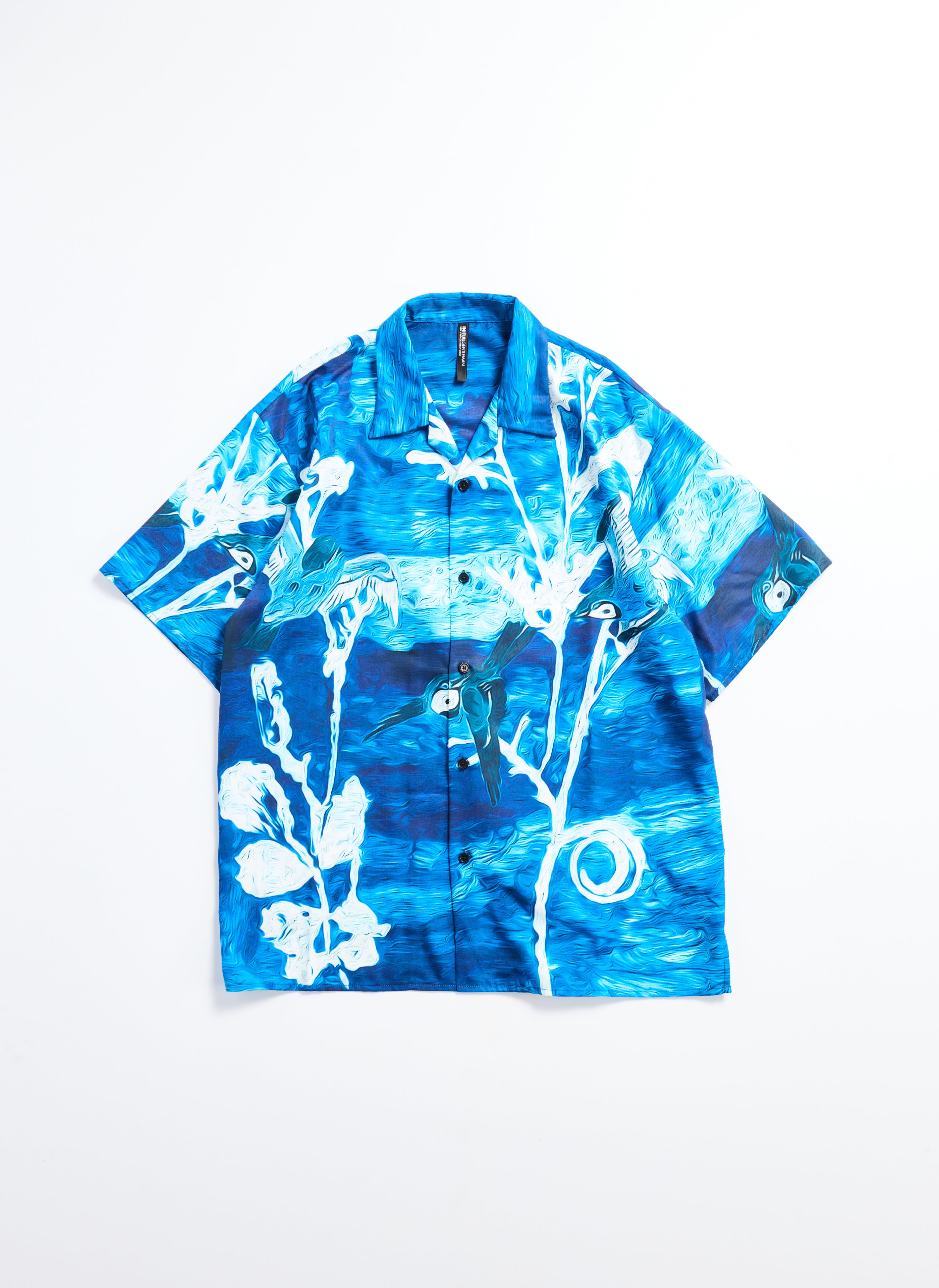 Stylish Polyester Indigo Oriental Short Sleeve Open Collar Shirt for Men - Perfect for Casual Wear, Summer Outfits & Asian-Inspired Fashion