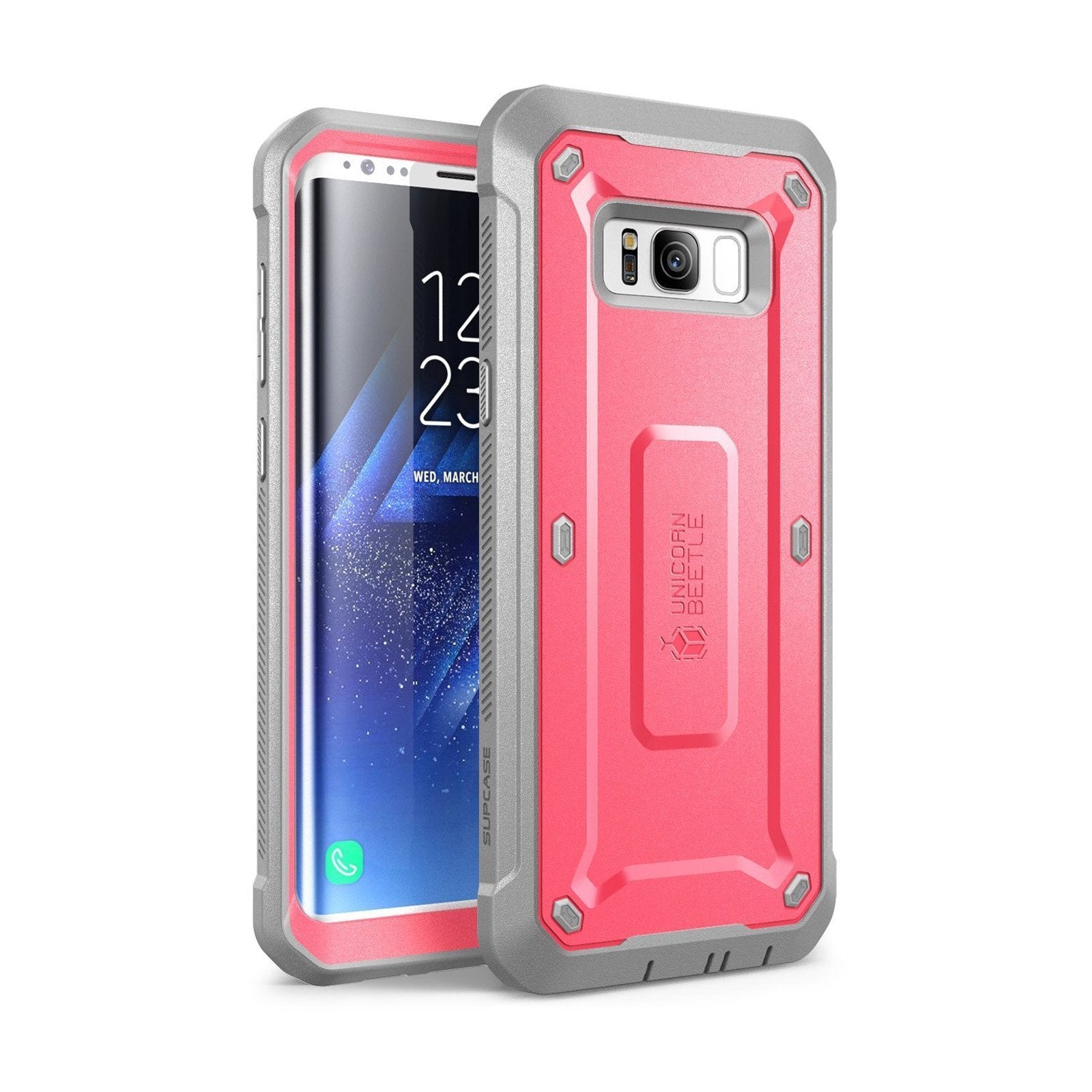 Samsung Galaxy S8 Plus Unicorn Beetle Pro Full Body Rugged Holster Case with Built-in Screen Protector - Shockproof, Heavy Duty Protection for Work & Outdoor Activities (Pink)