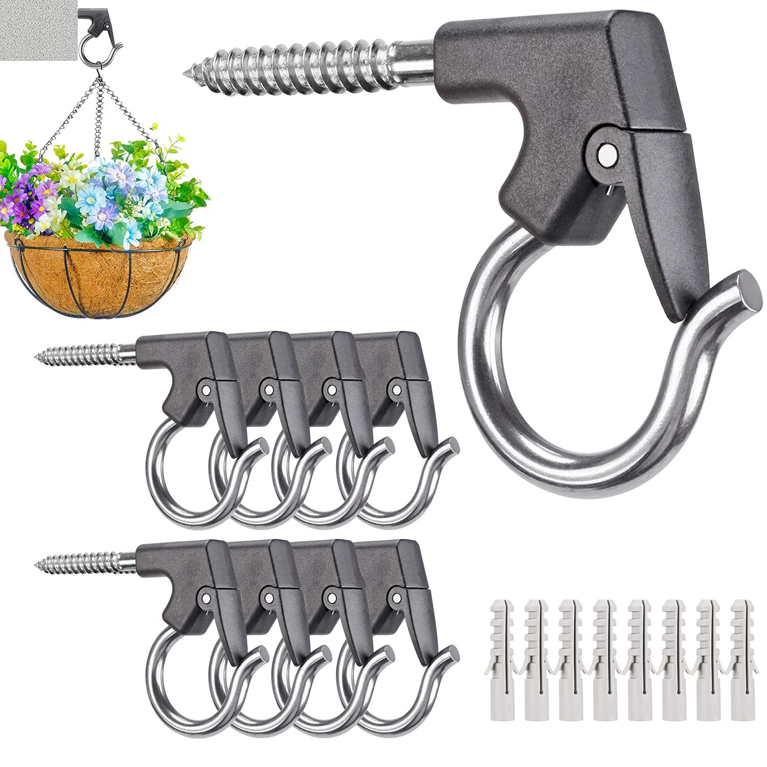 SELEWARE 8-Pack Heavy Duty Windproof Wall Plant Bracket - 3