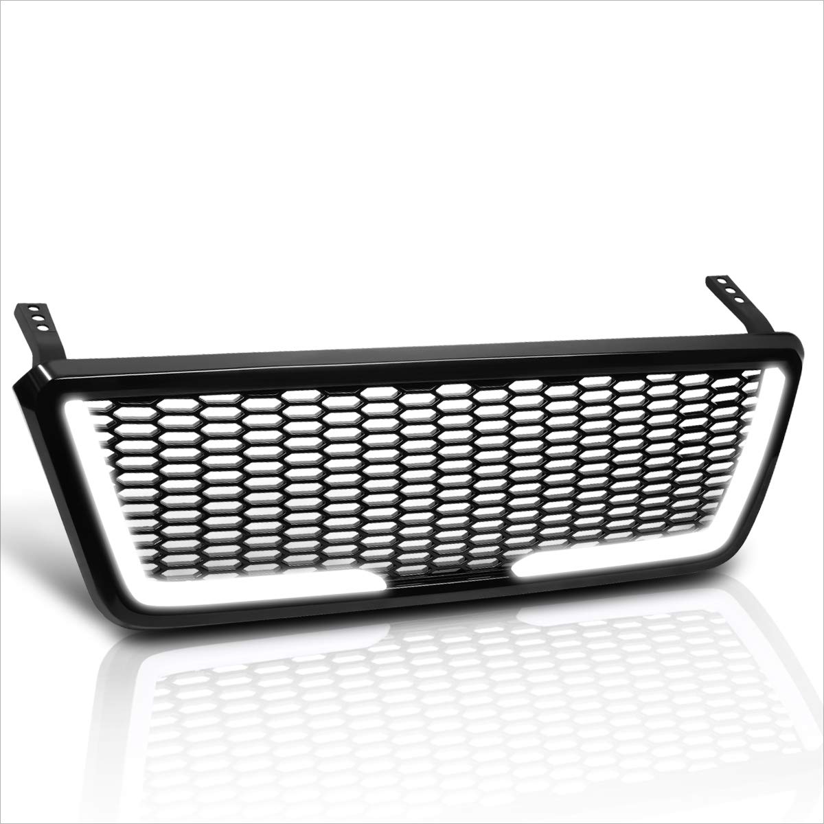 Honeycomb Mesh Front Bumper Grille with LED Lights for 2004-2008 Ford F150 - Black | Upgrade Your Truck's Style & Protection for Off-Road & Daily Driving