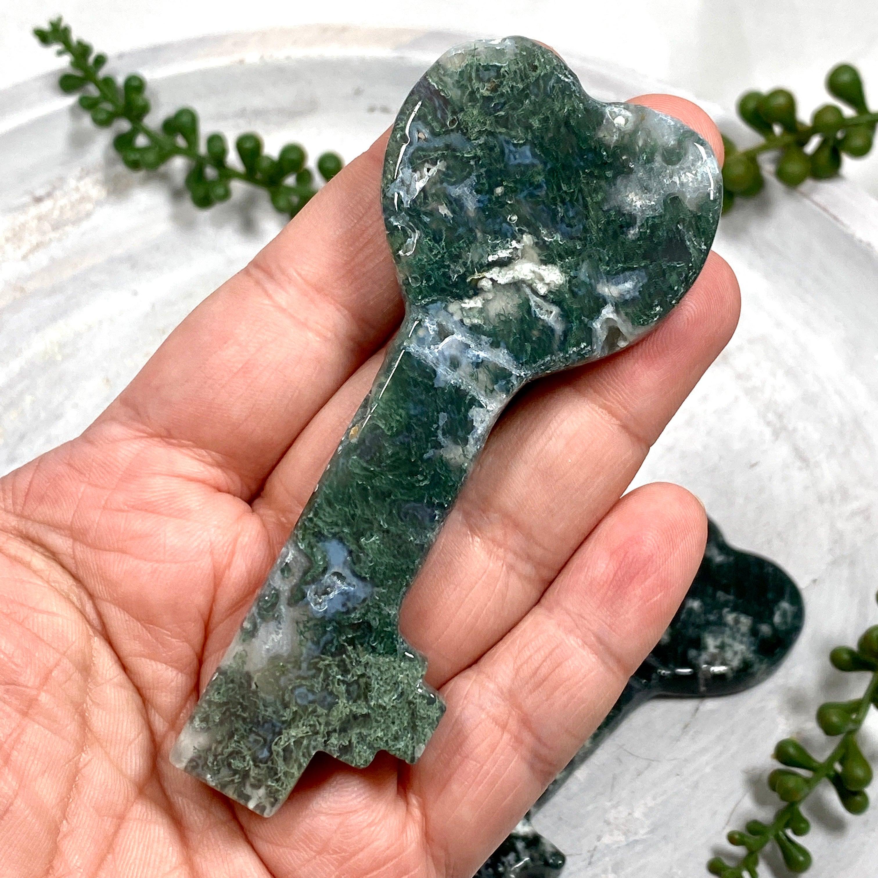 Natural Moss Agate Keychain - Handcrafted Gemstone Jewelry for Women & Men | Perfect for Gifts, Home Decor, and Everyday Carry