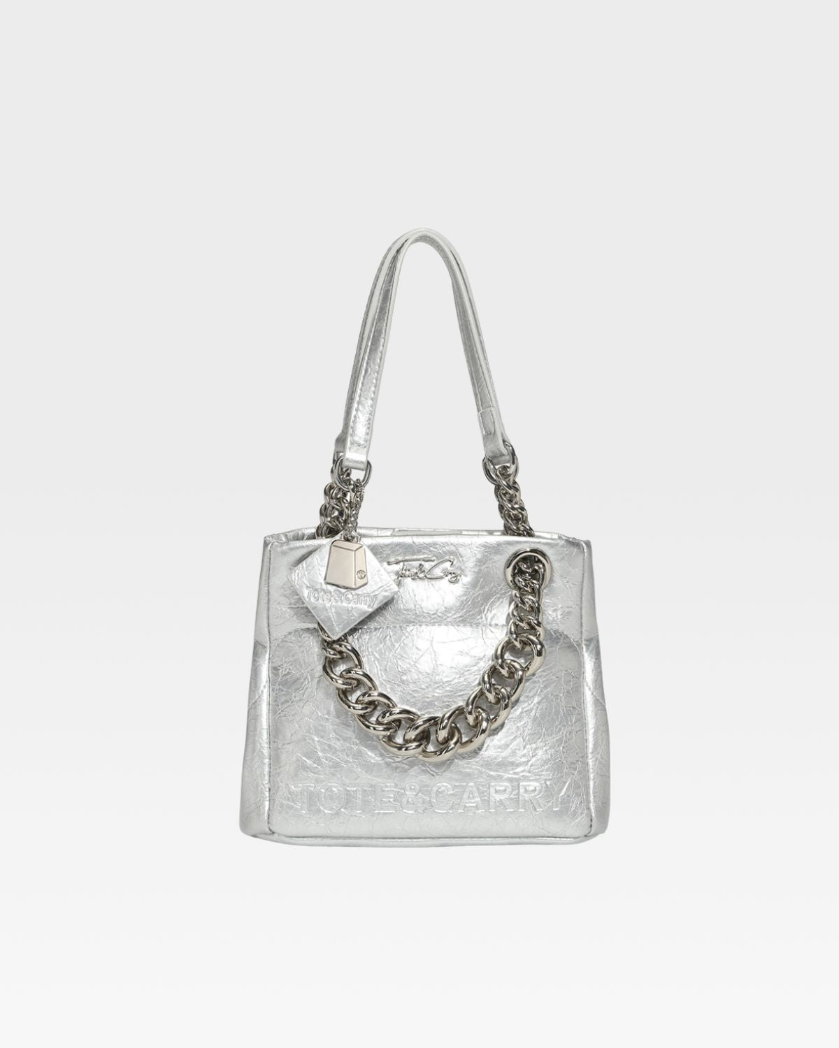 Stylish Silver Leather Mini Tote Bag for Women - Perfect for Work, Travel & Everyday Use