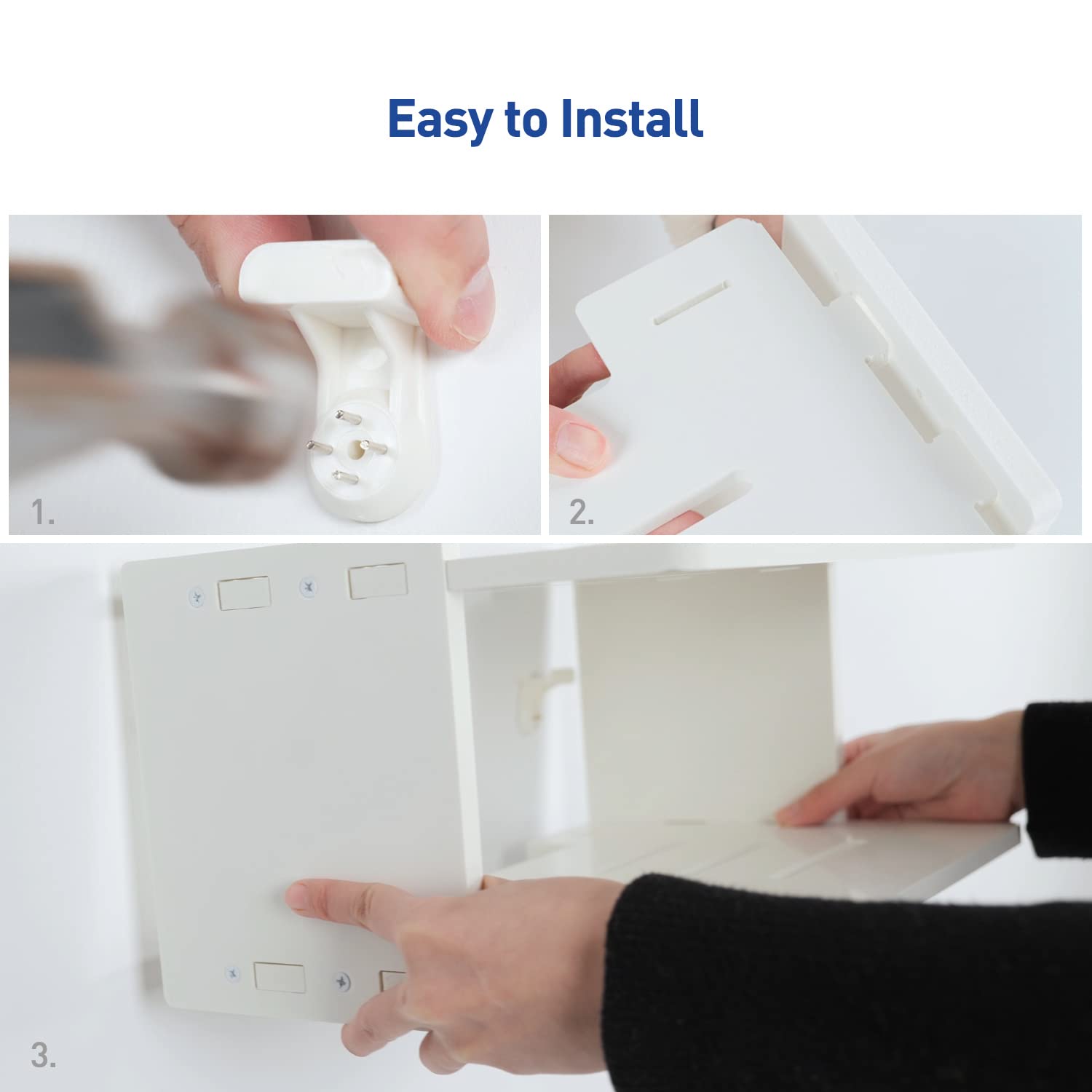 White Floating Projector Wall Mount Shelf with Holder - Perfect for Home Theater, Office, and Classroom Projector Setup