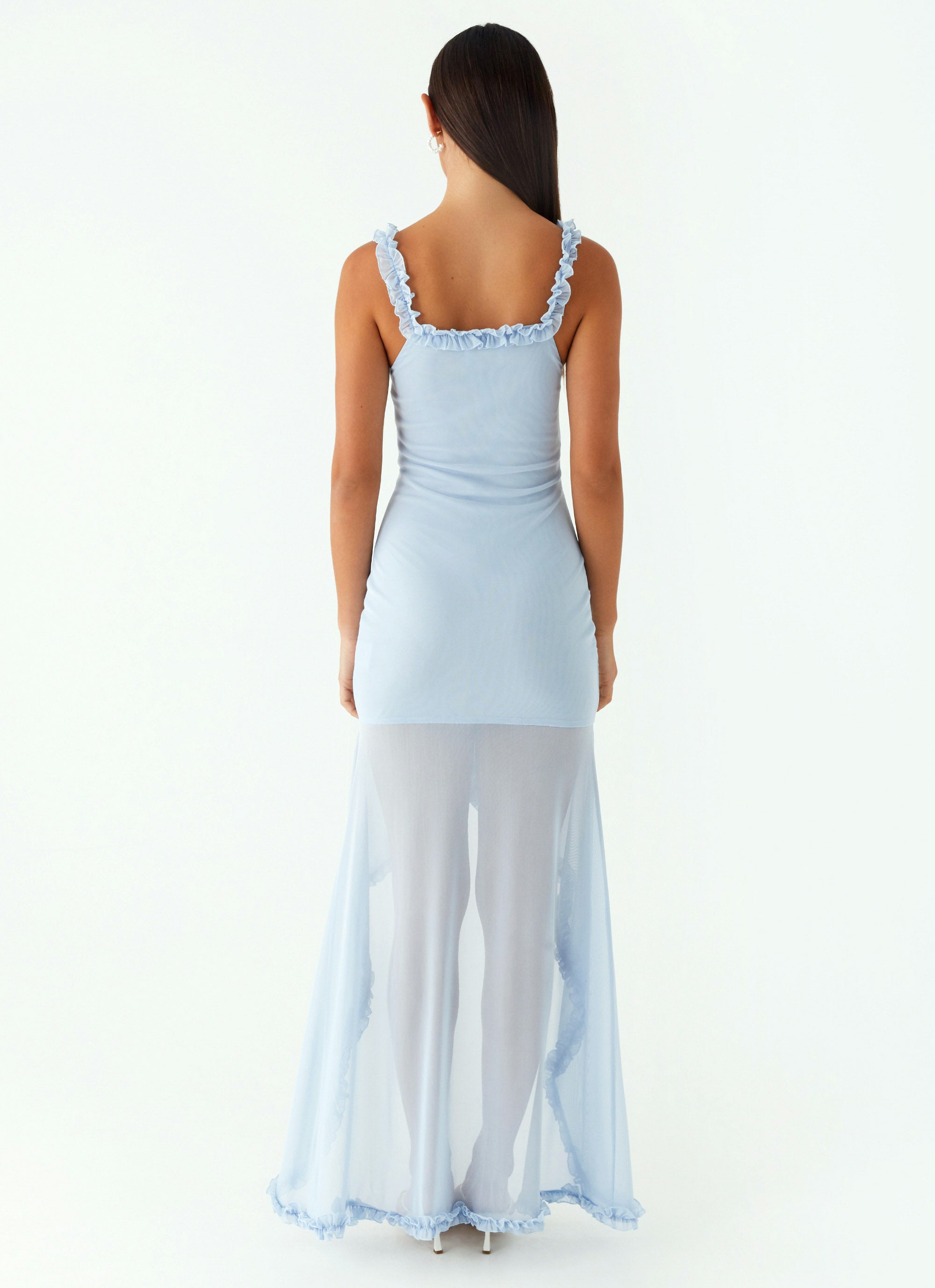 Belinda Maxi Dress - Flowy Long Sleeve Blue Women's Dress for Casual Wear, Party & Special Occasions