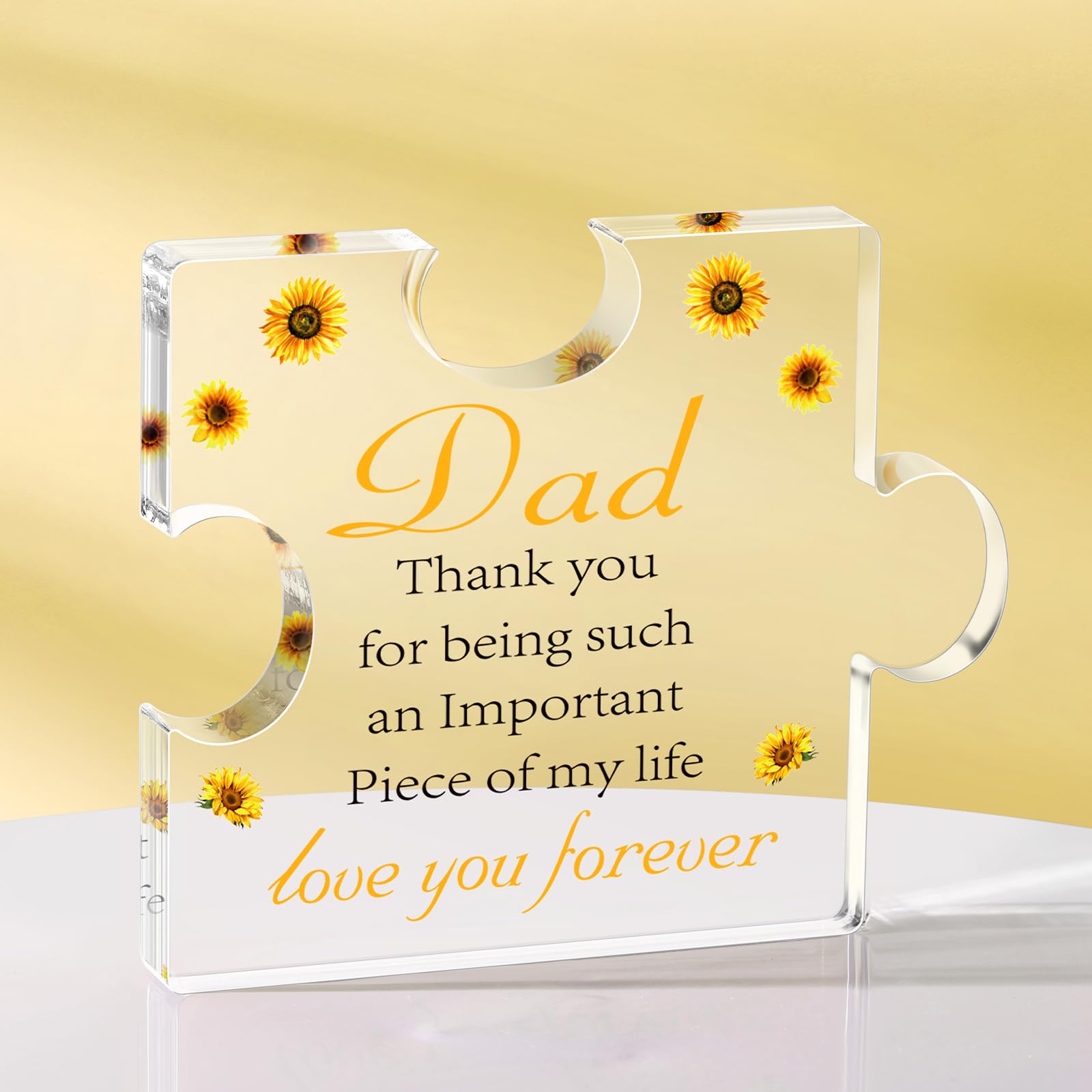 Personalized Acrylic Puzzle Block - Engraved Birthday Gift for Dad from Daughter, Son or Mom | 3.35 x 2.76 Inch Heartwarming Present | Perfect for Father's Day, Retirement or Special Occasions