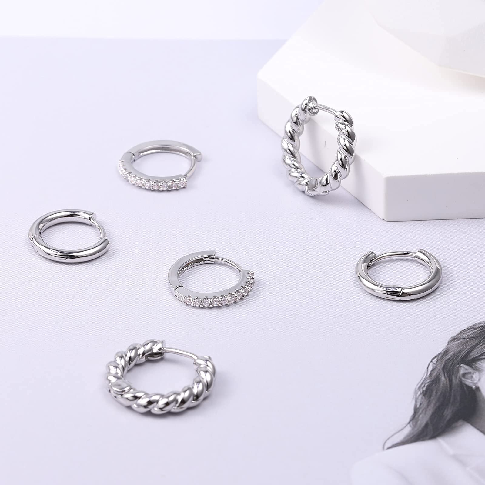 3 Pairs Small Huggie Gold Hoop Earrings for Women & Girls - Hypoallergenic Sterling Silver Post Earrings in Gold & Silver - Multi Pack Hoop Earrings Set - Perfect for Everyday Wear, Gifts & Special Occasions