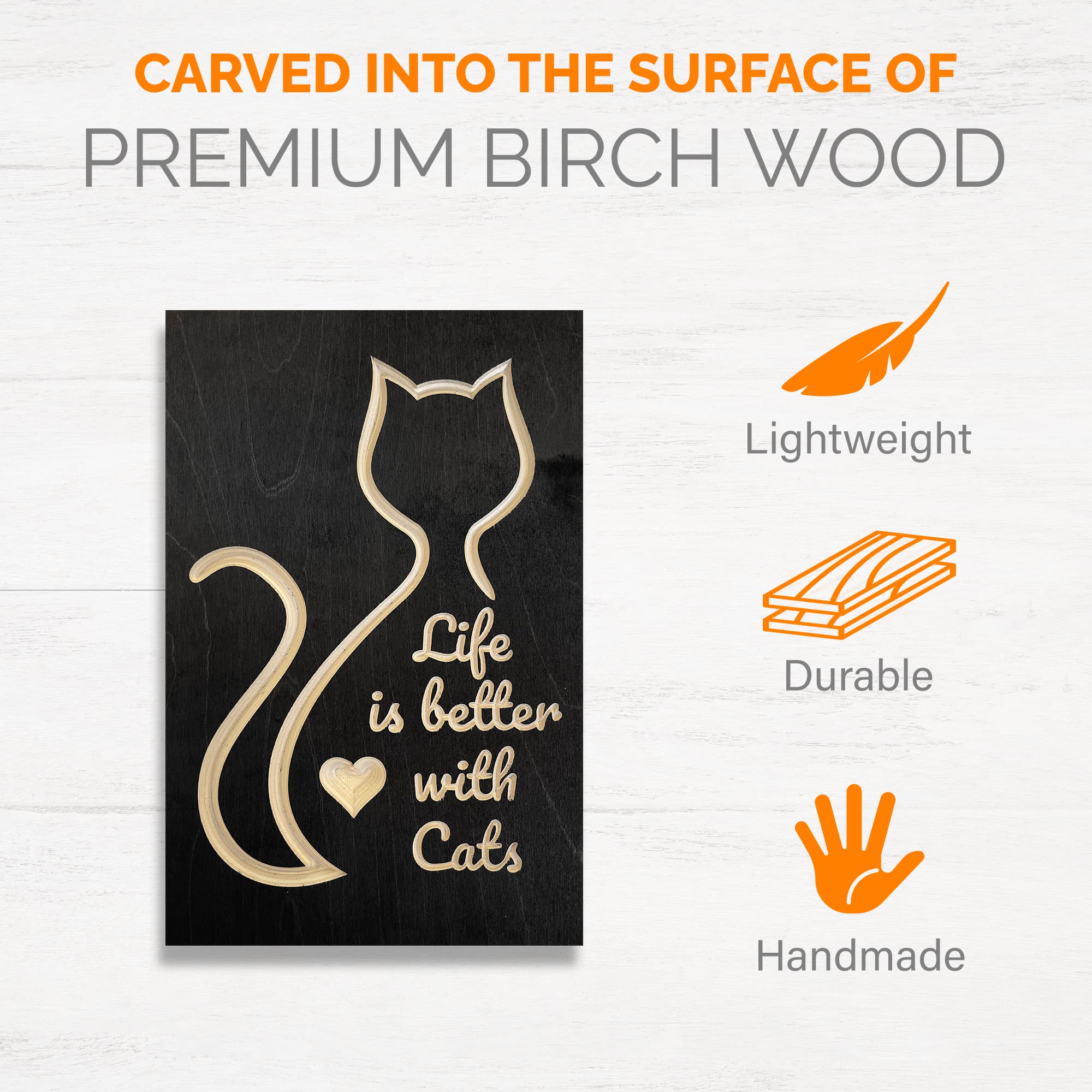 Funny Cat Bathroom Decor - Cute Wooden Wall Sign for Cat Lovers, 12x8 Inch Home & Office Wall Art - Perfect Gift for Pet Owners & Cat-Themed Room Decor