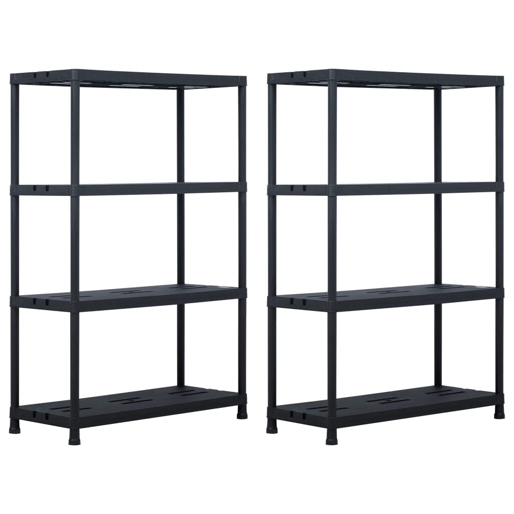 iFCOW Heavy Duty Storage Shelf Rack - 2 Pack Black Plastic Shelving Unit 35.4