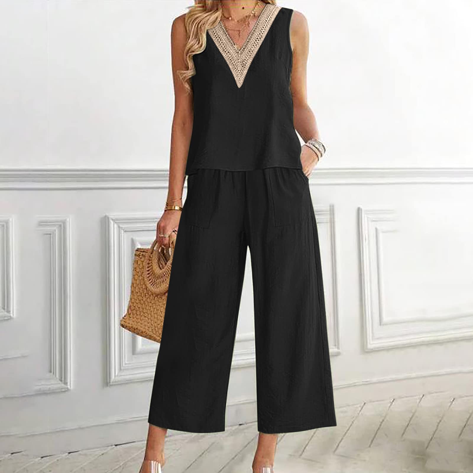 Women's 2-Piece Summer Outfit Set - Short Sleeve Lounge & Vacation Clothes | Perfect for Beach Trips, Casual Wear & Relaxing at Home