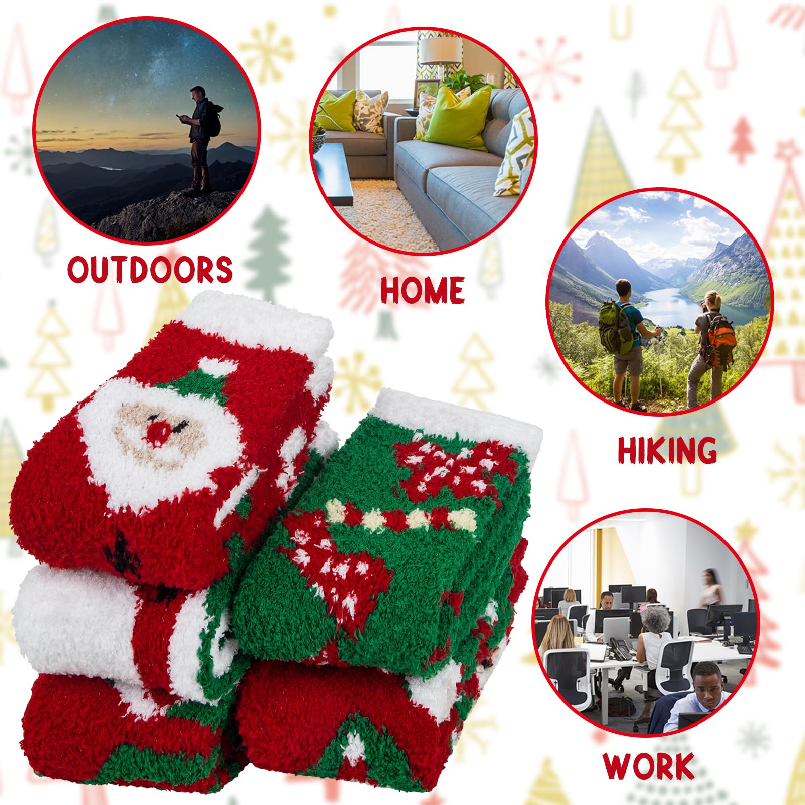 iCamter 5 Pairs Women's Fluffy Fuzzy Socks - Cute Warm Winter Slipper Socks for Women - Cozy Non-Slip House Socks for Lounge, Sleep & Home Comfort