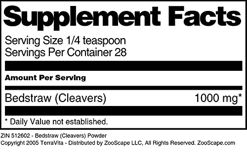 Organic Bedstraw (Cleavers) Powder - 1 oz | Herbal Supplement for Detox & Lymphatic Support | ZIN: 512602 | Perfect for Teas, Smoothies & Natural Remedies