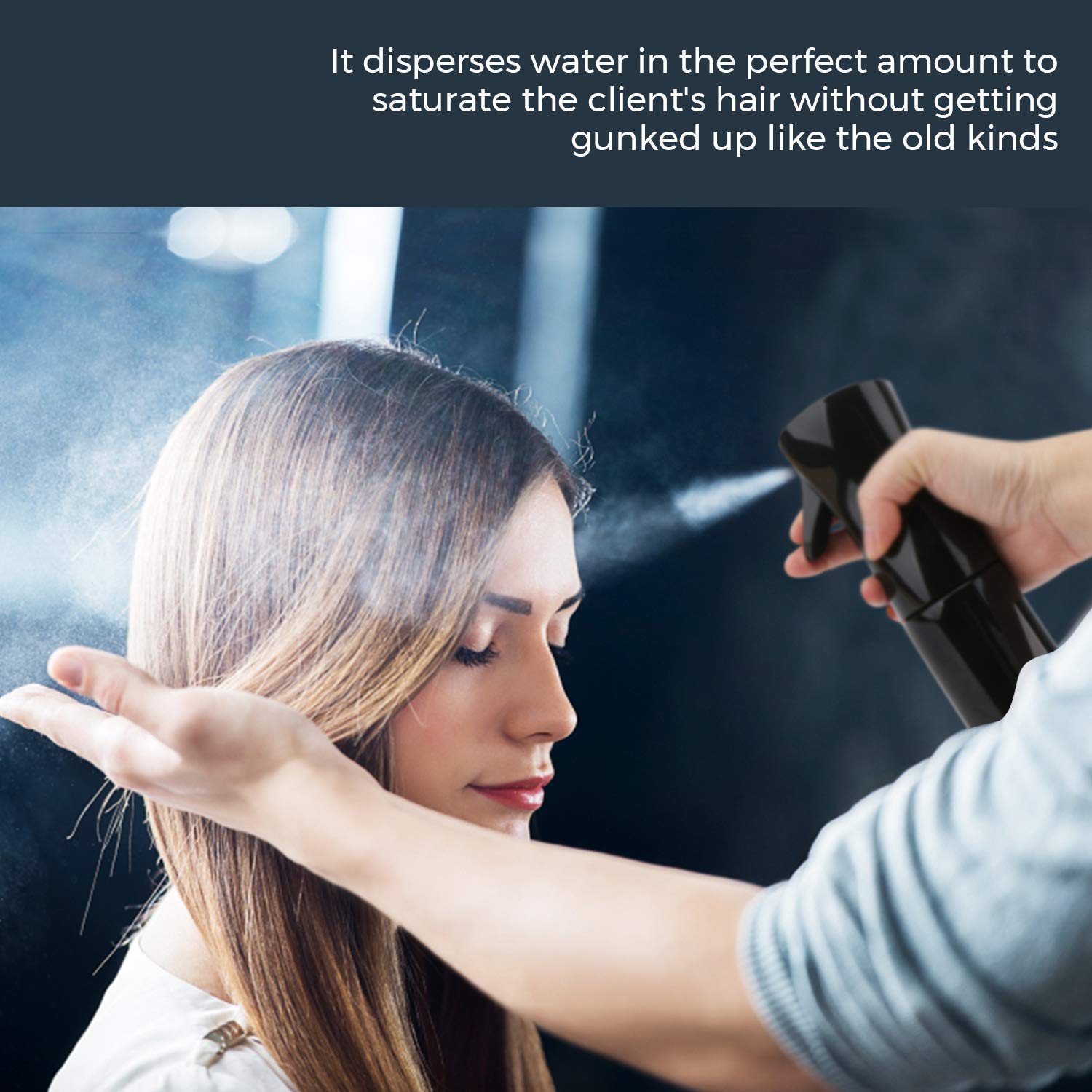 BIRZAR 300ML Refillable Spray Bottle - Hair Mist, Facial Spray, Salon Water Sprayer, Laundry & Cleaning Spray Bottle (Black) - Perfect for Hair Styling, Skincare, Plants & Home Use
