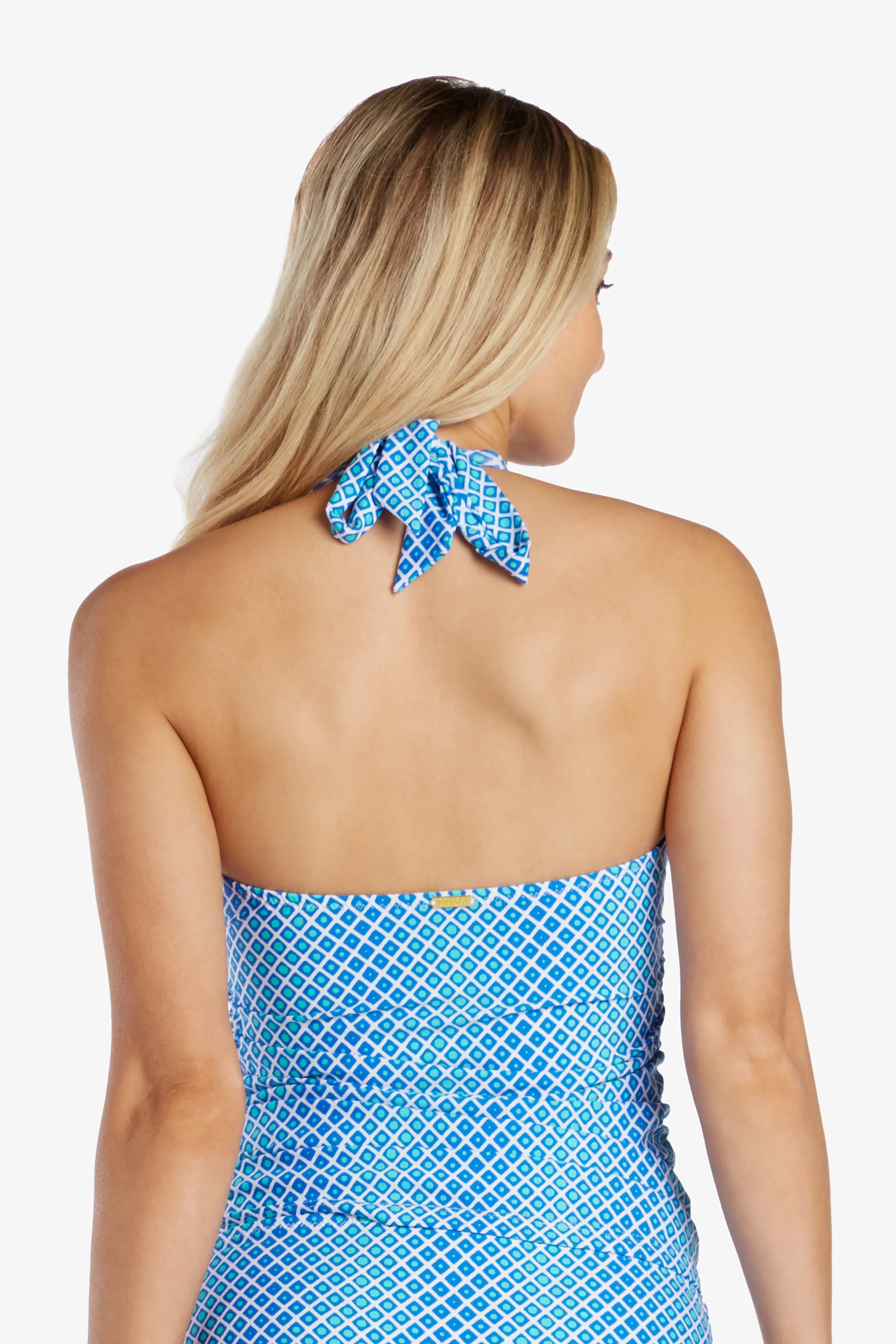 Ombre Geo Halterkini Swimsuit - Stylish One Piece Bathing Suit for Women | Perfect for Beach, Pool, and Summer Vacations