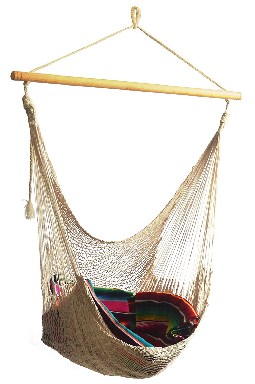 Premium Rada Chair Hammock - Natural Cotton Hanging Swing Seat for Indoor/Outdoor Relaxation | Perfect for Patio, Garden, Backyard & Camping