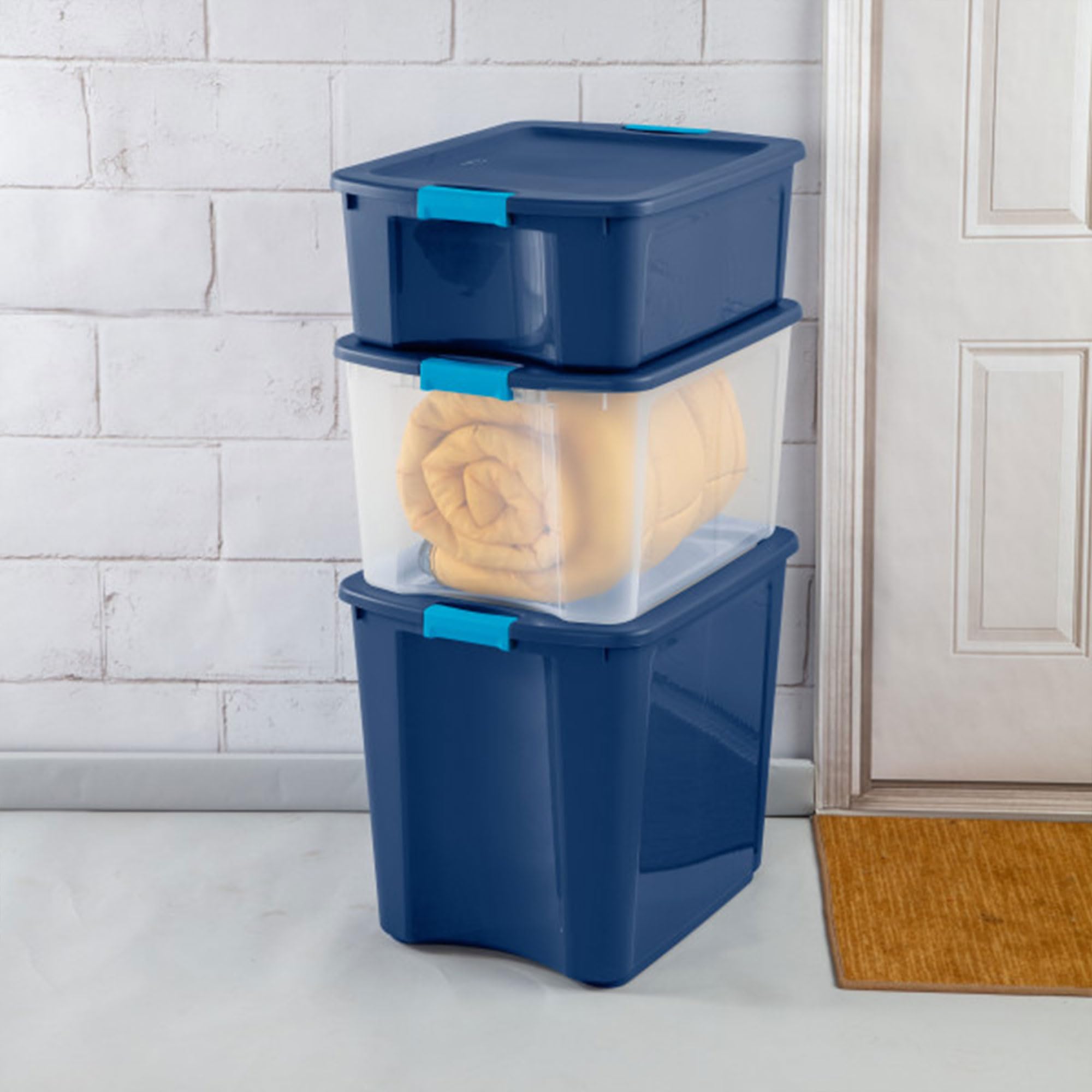 Sterilite 12-Pack 18 Gallon Clear Plastic Storage Bins with Latching Lids & Full-Grip Handles - Durable Stackable Organizer Boxes for Home, Office, Garage & Toy Storage - Perfect for Seasonal Clothes, Holiday Decorations & Kids Toys Organization