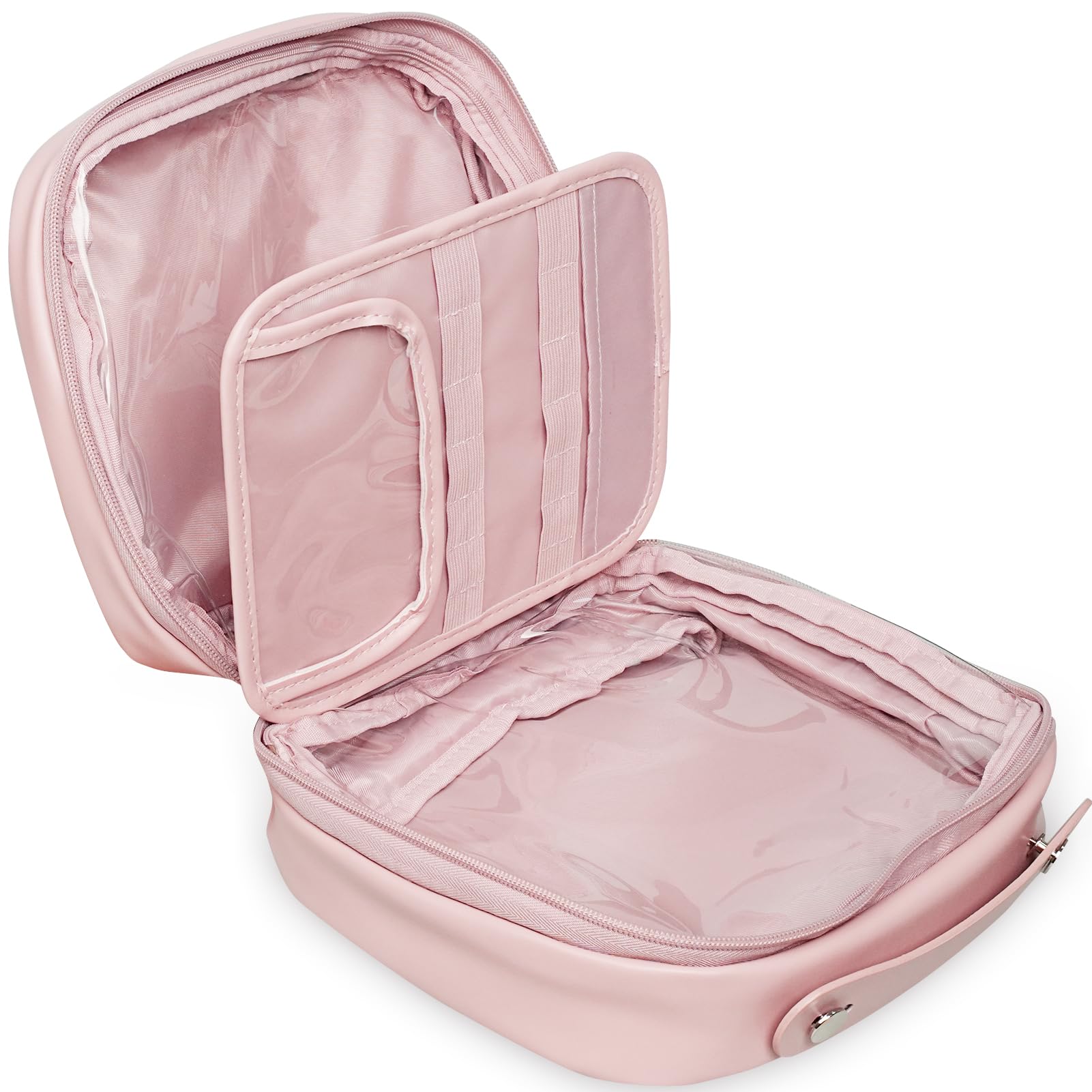 Waterproof Travel Toiletry Bag for Women - Large Capacity Cosmetic Organizer with Multiple Compartments | Portable Makeup & Skincare Bag | Perfect Gift for Teen Girls | Trendy Pink Accessory for Vacation, Gym & Daily Use
