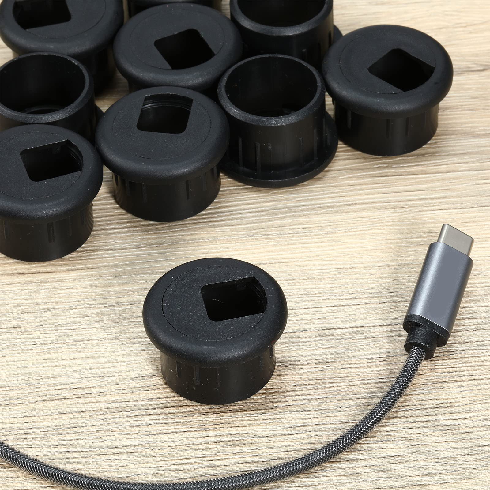 SATINIOR 10-Pack Desk Cable Wire Grommet Cord Organizers - 1 Inch (25mm) Plastic Cable Hole Covers for PC Computer Desks - Cable Management Solution for Home Office, Gaming Setup & Workspace Organization