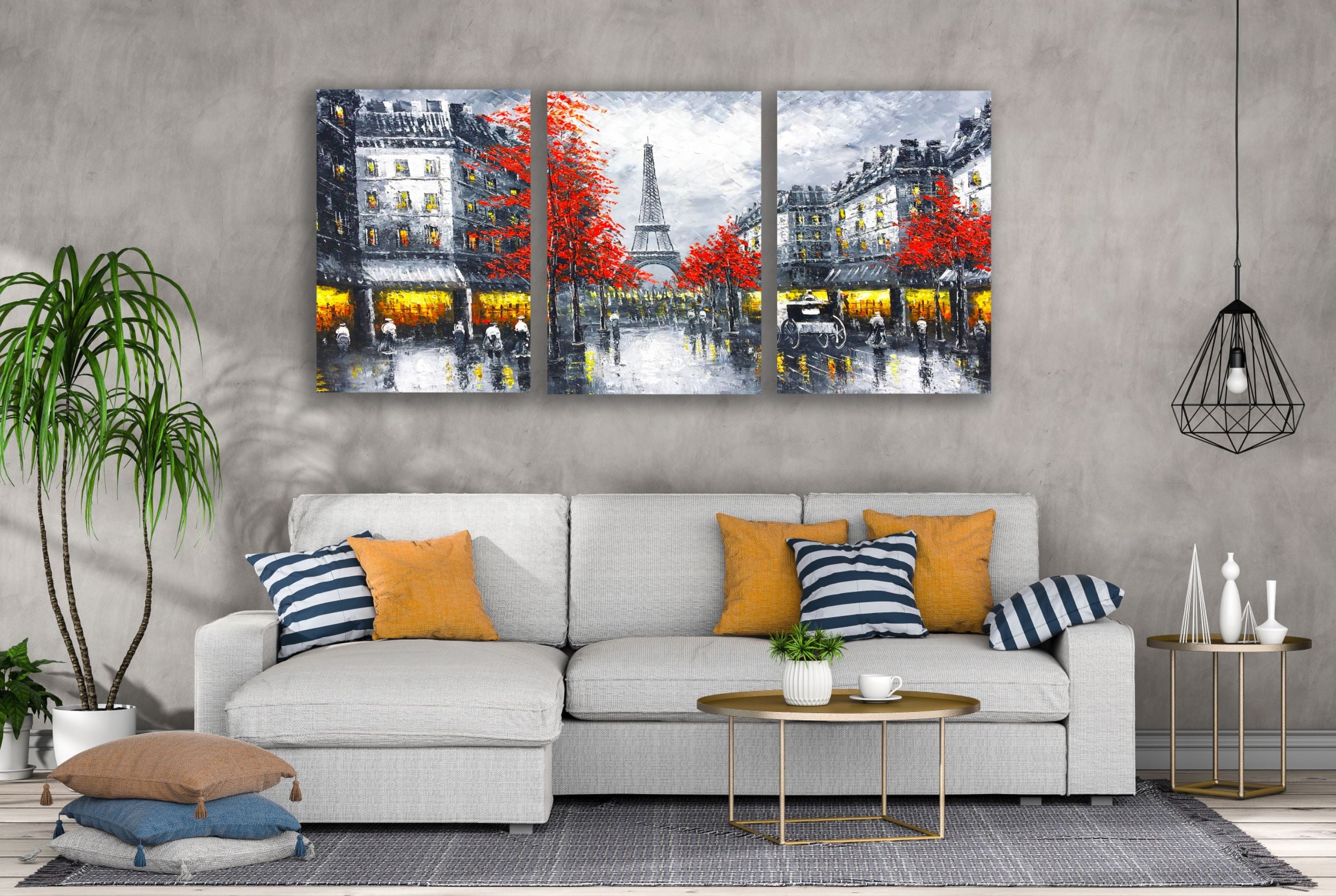 3-Piece Set of Eiffel Tower Watercolor Painting Prints - High Quality Australian Made Wall Canvas Art Ready to Hang - Perfect for Living Room, Bedroom & Office Decor
