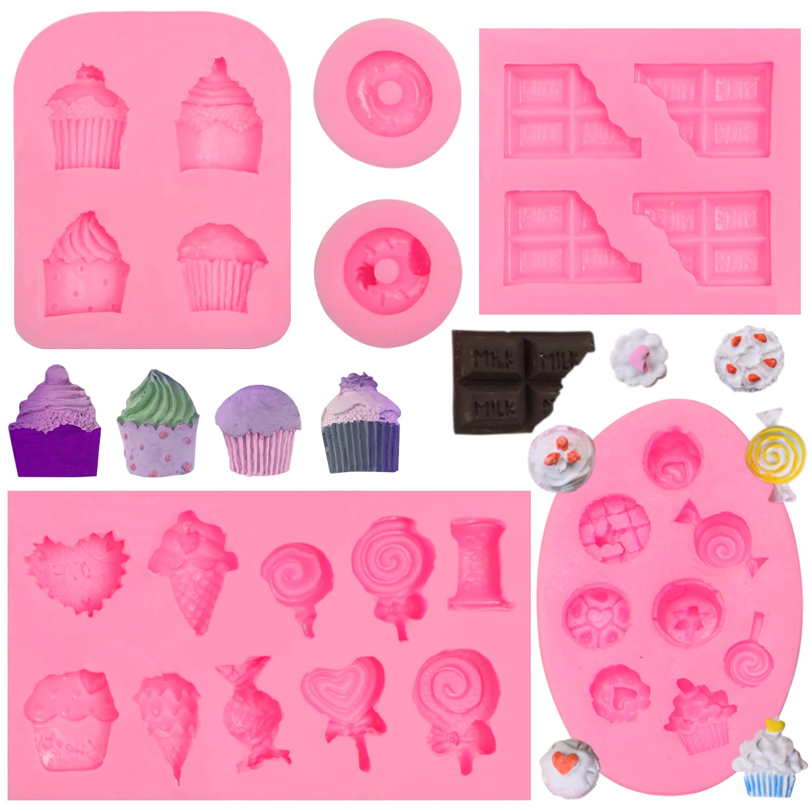 6-Piece Silicone Ice Cream Cone Molds for Chocolate, Fondant, Polymer Clay - DIY Candy, Cupcake Toppers & Cake Decorations - Perfect for Baking, Candy Making, and Crafting Projects