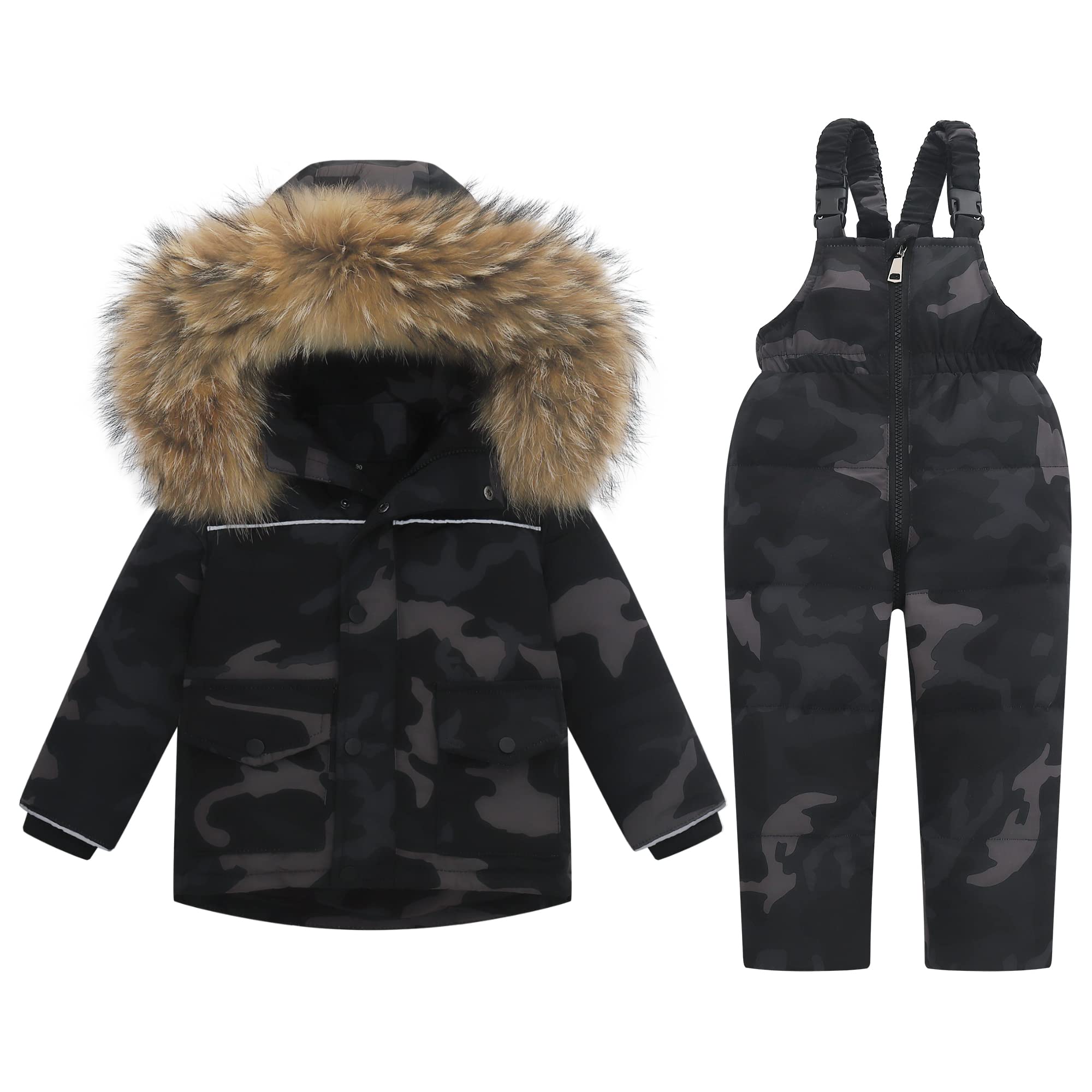 Kids 2-Piece Snowsuit for Toddlers - Winter Jacket & Bib Pants Set for Boys & Girls (4-6 Years, Black) - Perfect for Skiing, Snow Play & Cold Weather Outdoor Activities