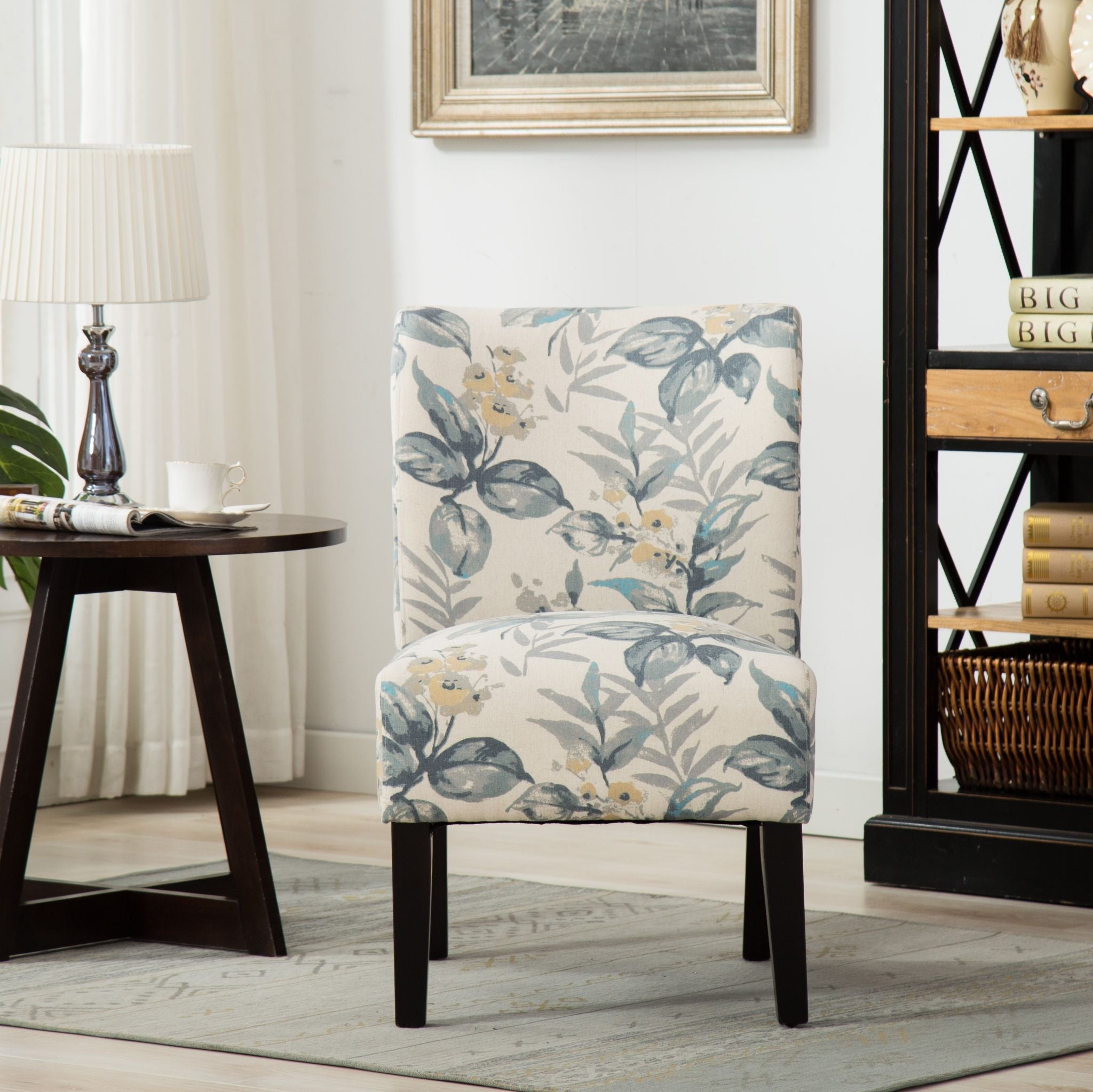 Modern Capa Fabric Armless Accent Chair by Roundhill Furniture - Stylish Contemporary Living Room Seating for Home Office, Lounge & Reading Nook