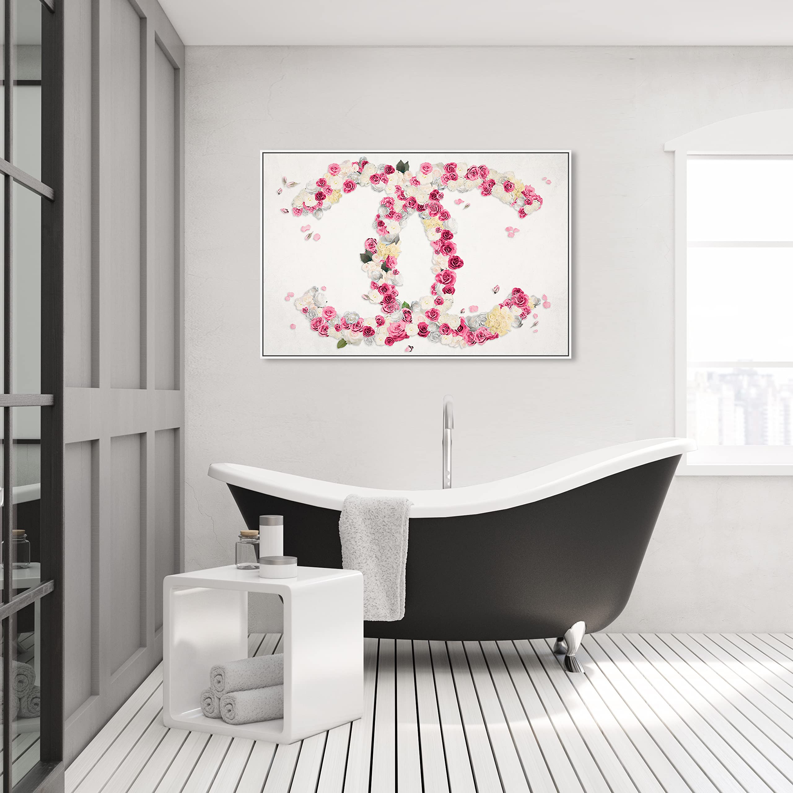 Dreaming of Classic Beauty Floral Framed Wall Art Canvas Print - Pink & White Botanical Decor - 45x30 Inches - Perfect for Living Room, Bedroom & Office Decor