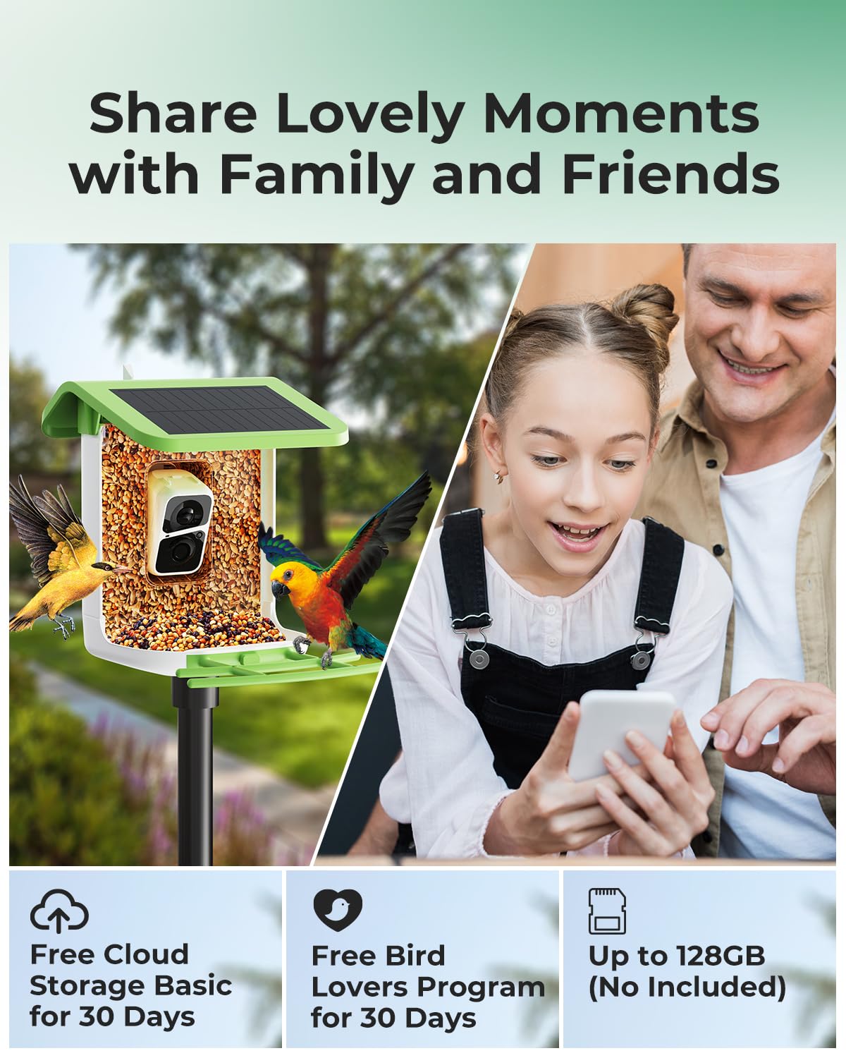 Smart Bird Feeder with Camera - 1080P HD AI Hummingbird Identification & Auto Video Capture, 2-in-1 Feeder Perch | Perfect for Backyard Bird Watching & Nature Photography