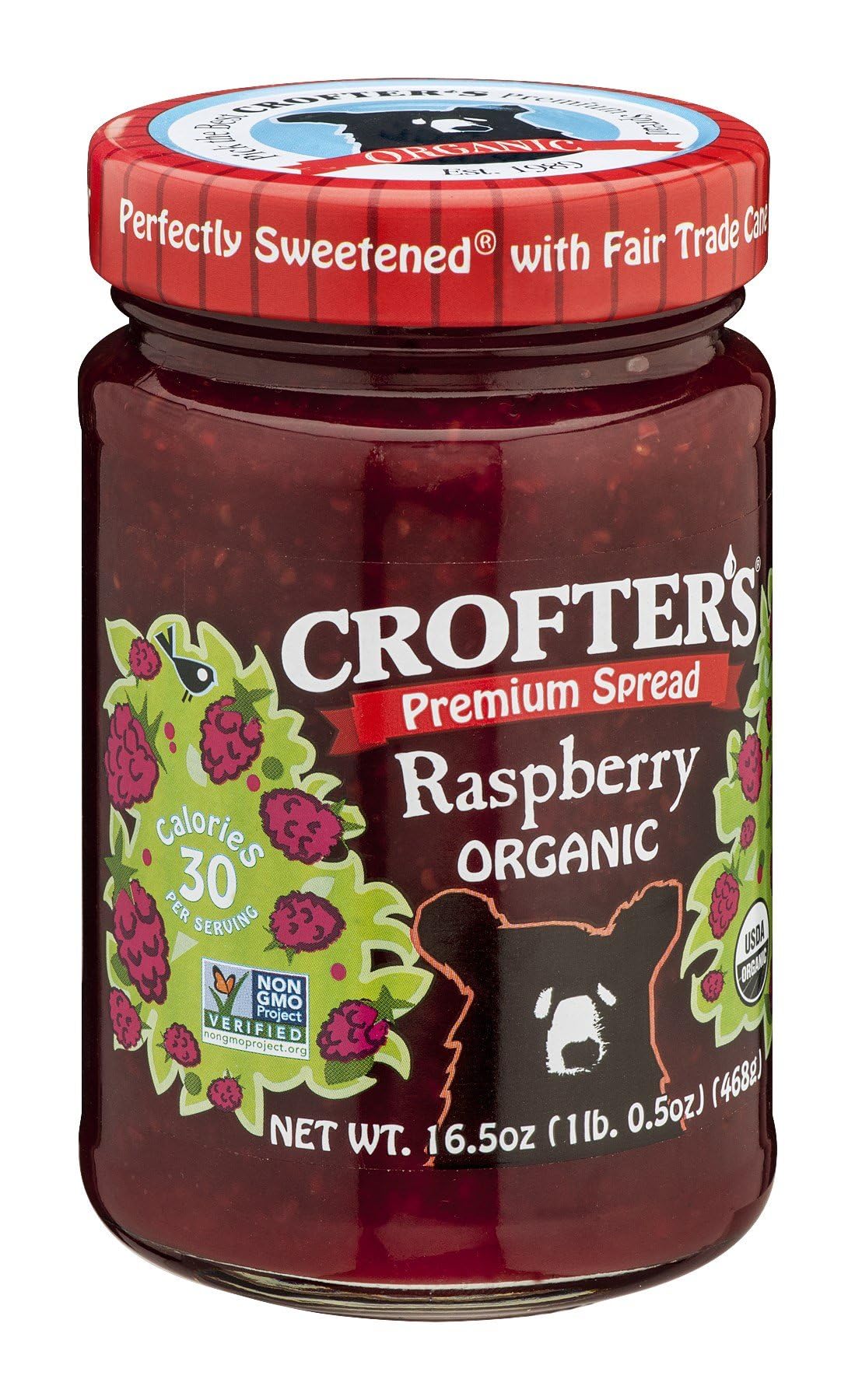 Organic Crofters Raspberry Fruit Spread - Premium, Non-GMO, 16.5 Oz Jar - Perfect for Toast, Yogurt & Dessert Toppings
