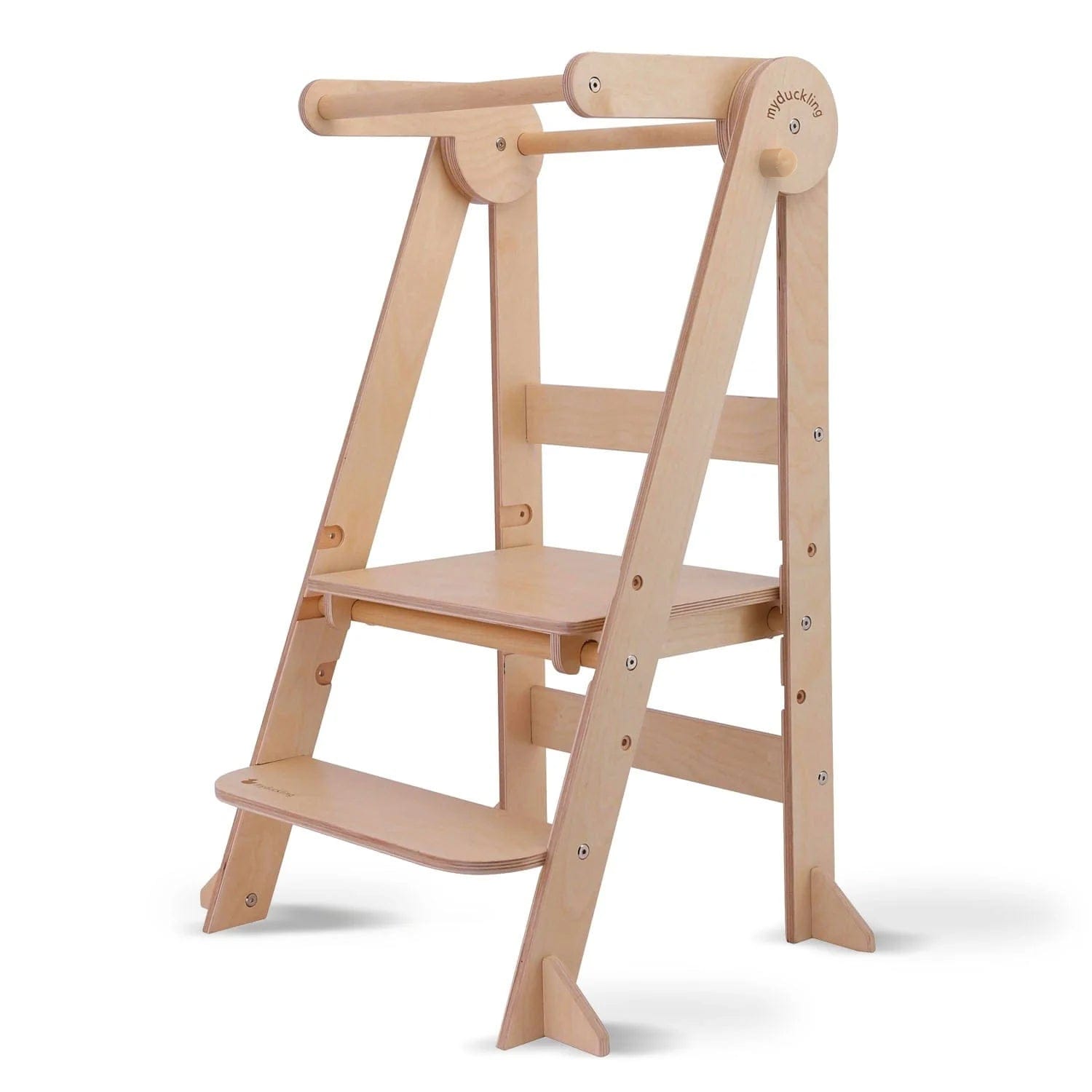 MILA Deluxe Folding Adjustable Learning Tower for Toddlers - Safe Kitchen Step Stool Helper for Kids Cooking, Baking & Learning - Montessori Style Wooden Step-Up Stool for Home & Classroom Use