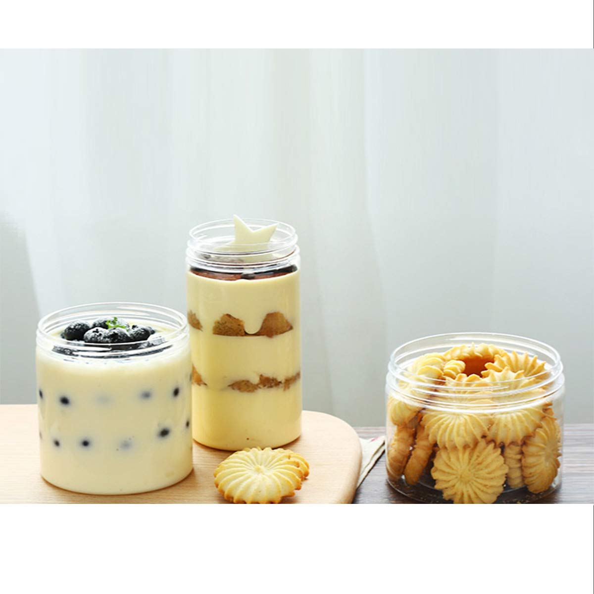 14oz (420ml) 12-Pack Clear Wide Mouth Plastic Jars with Lids & Labels - BPA Free PET Containers for Creams, Cosmetics, Slime Storage - Perfect for DIY Projects, Home Organization & Small Business Packaging (White Lids)