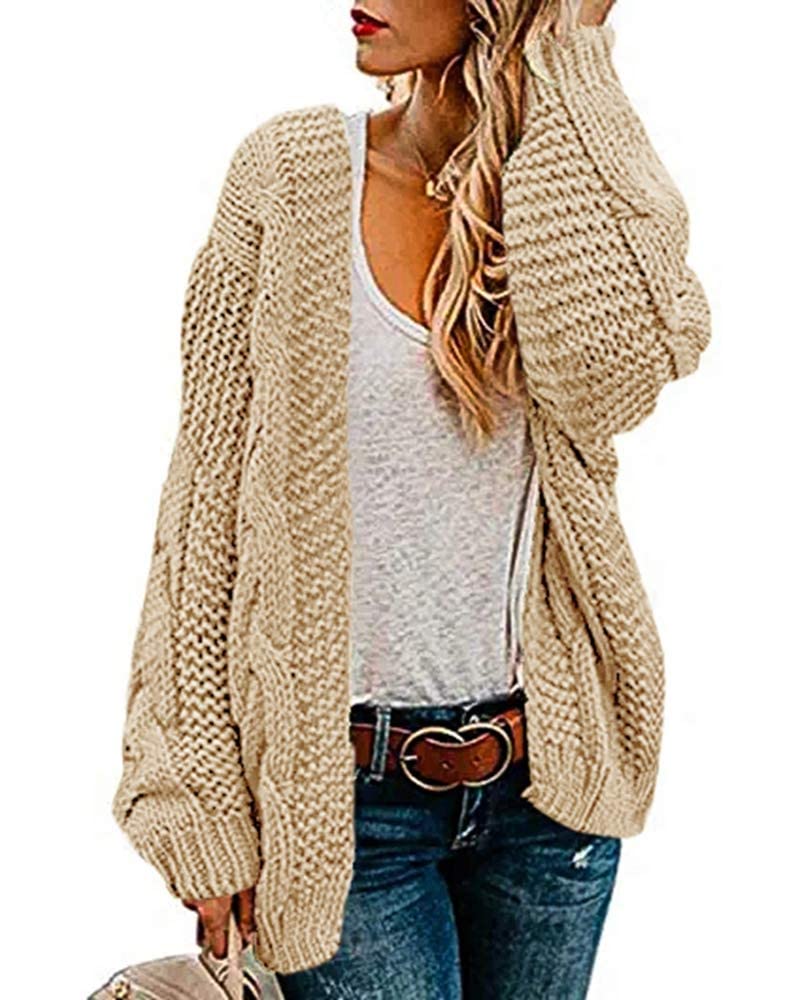 Ferrtye Women's Oversized Chunky Open Front Cardigan Sweater - Cable Knit Long Sleeve Cozy Outwear for Fall & Winter - Perfect for Casual Wear, Office, and Coffee Dates