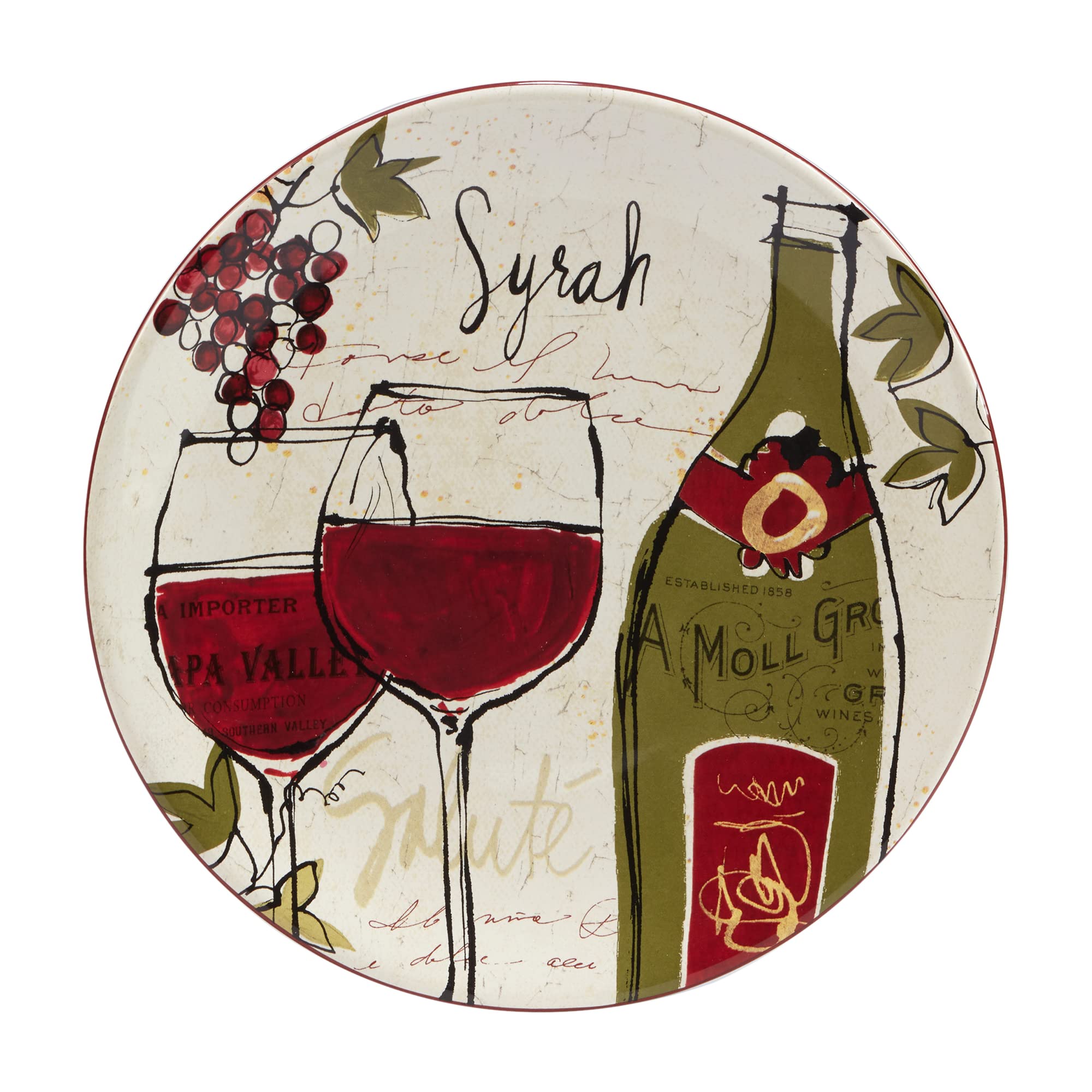 Certified International Wine Country 9-Inch Salad and Dessert Plates Set of 4 - 2 Elegant Assorted Designs for Dinner Parties, Entertaining & Home Decor