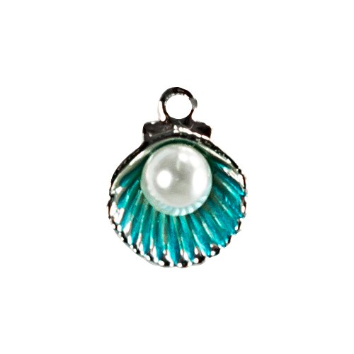 Elegant Pearl in Clamshell Charms with Blue Accents - Double Loop Cleopatra Clit Clamp for Sensual Pleasure | Includes Organza Gift Storage Bag | Perfect for Couples' Intimate Moments and BDSM Play