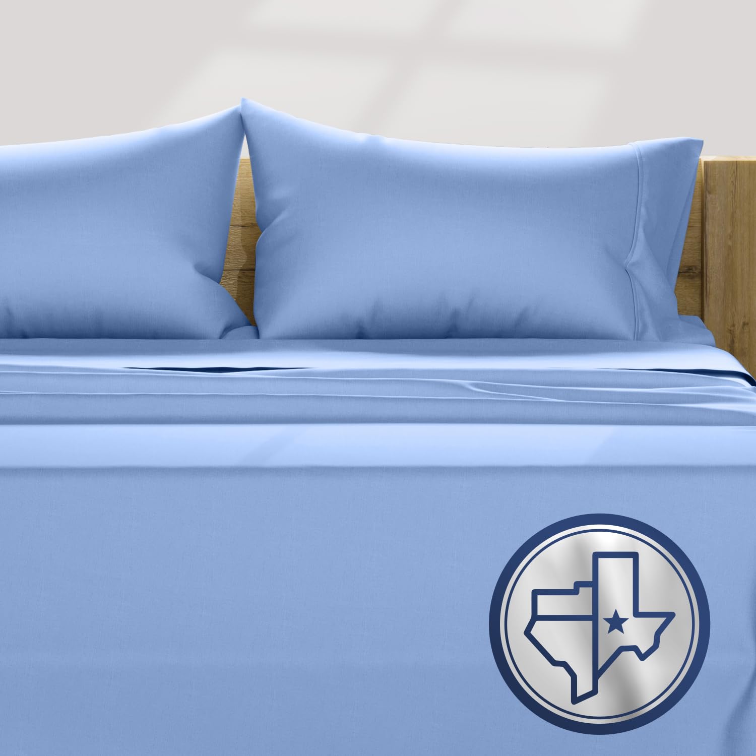 Premium 1000 Thread Count King Size Cotton Sheets Set - 4PC Deep Blue Sateen Weave Bedding with 16