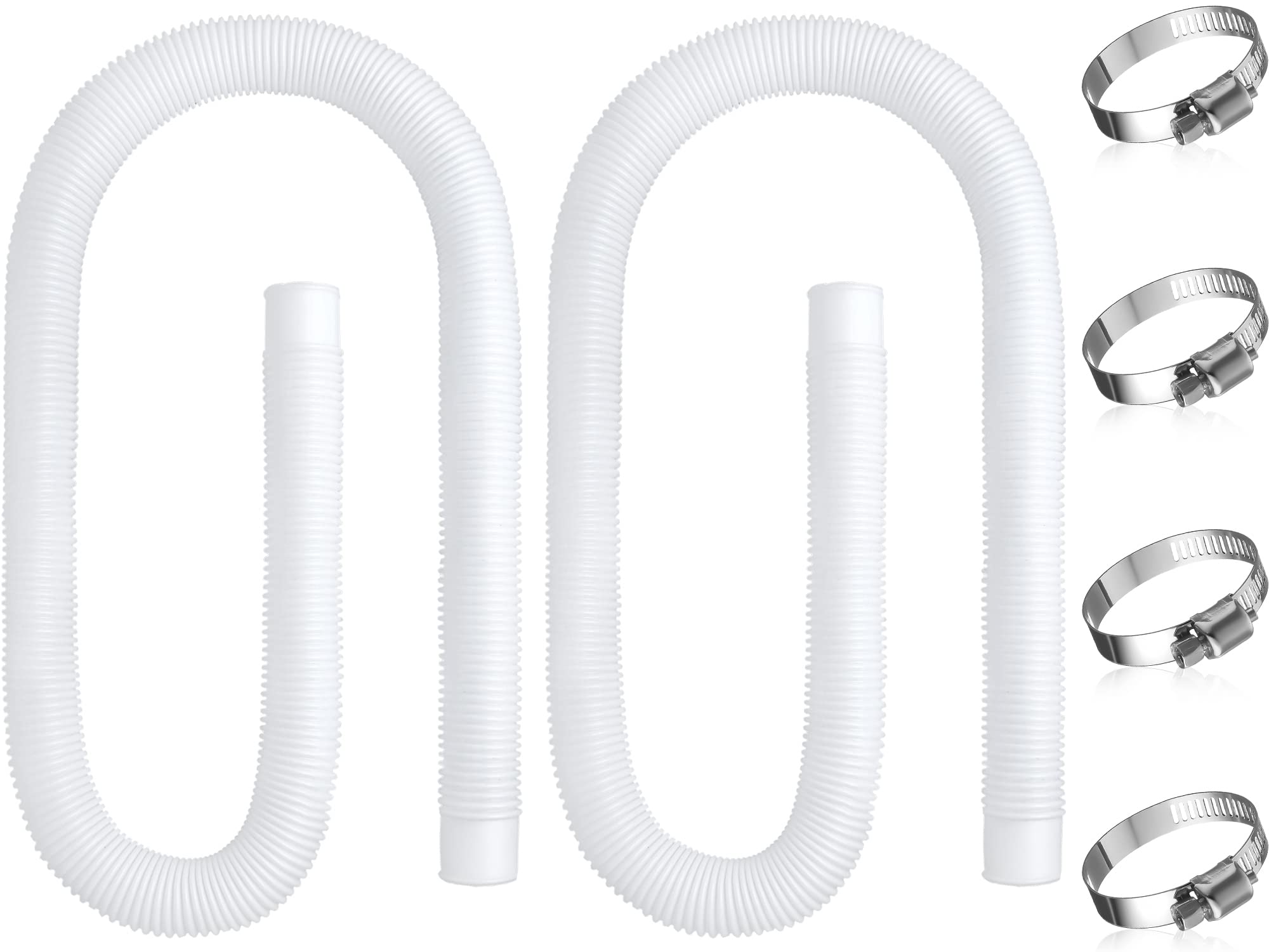 1.5 Inch Above Ground Pool Hose - 59 Inch Replacement Pump Hose with 16 Hose Clamps | Durable Swimming Pool Accessory for Water Circulation & Maintenance