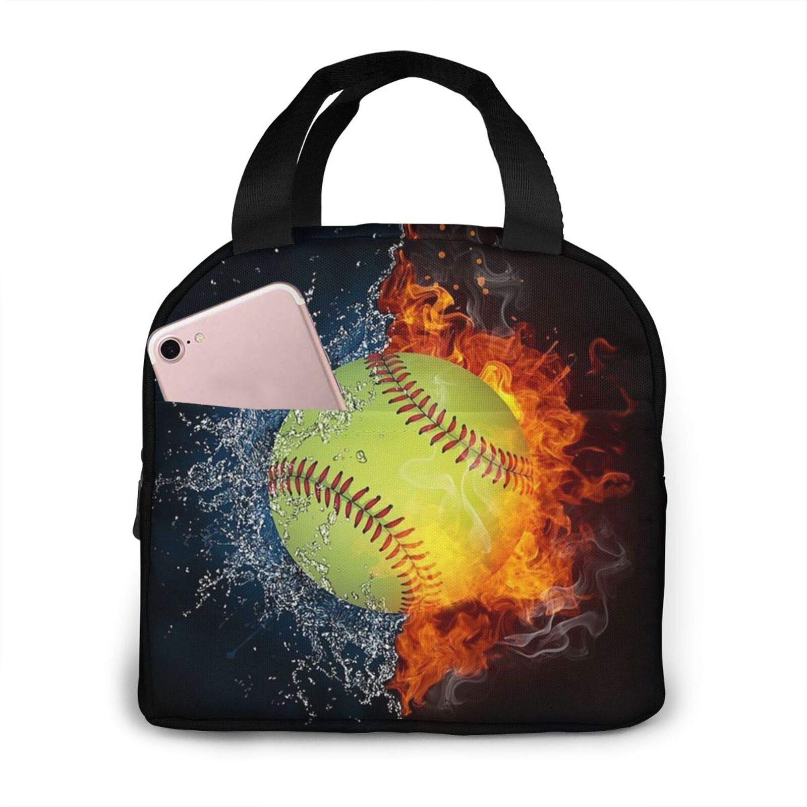 Insulated Baseball Lunch Bag for Women - Flame Design Tote Lunch Box - Perfect for Work, School, Picnics & Outdoor Activities