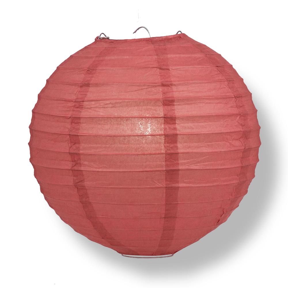 10 Pack Marsala Burgundy Wine Round Paper Lanterns with Even Ribbing - Chinese Hanging Decor for Weddings, Parties & Home Decoration | Perfect for Asian-Themed Events, Festivals and Indoor/Outdoor Celebrations