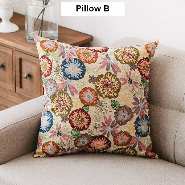 Bohemian Decorative Throw Pillows 18x18 - Geometric Pattern Chenille Couch Pillows for Sofa & Living Room - Soft Accent Pillows for Home Decor, Bedroom, Dorm